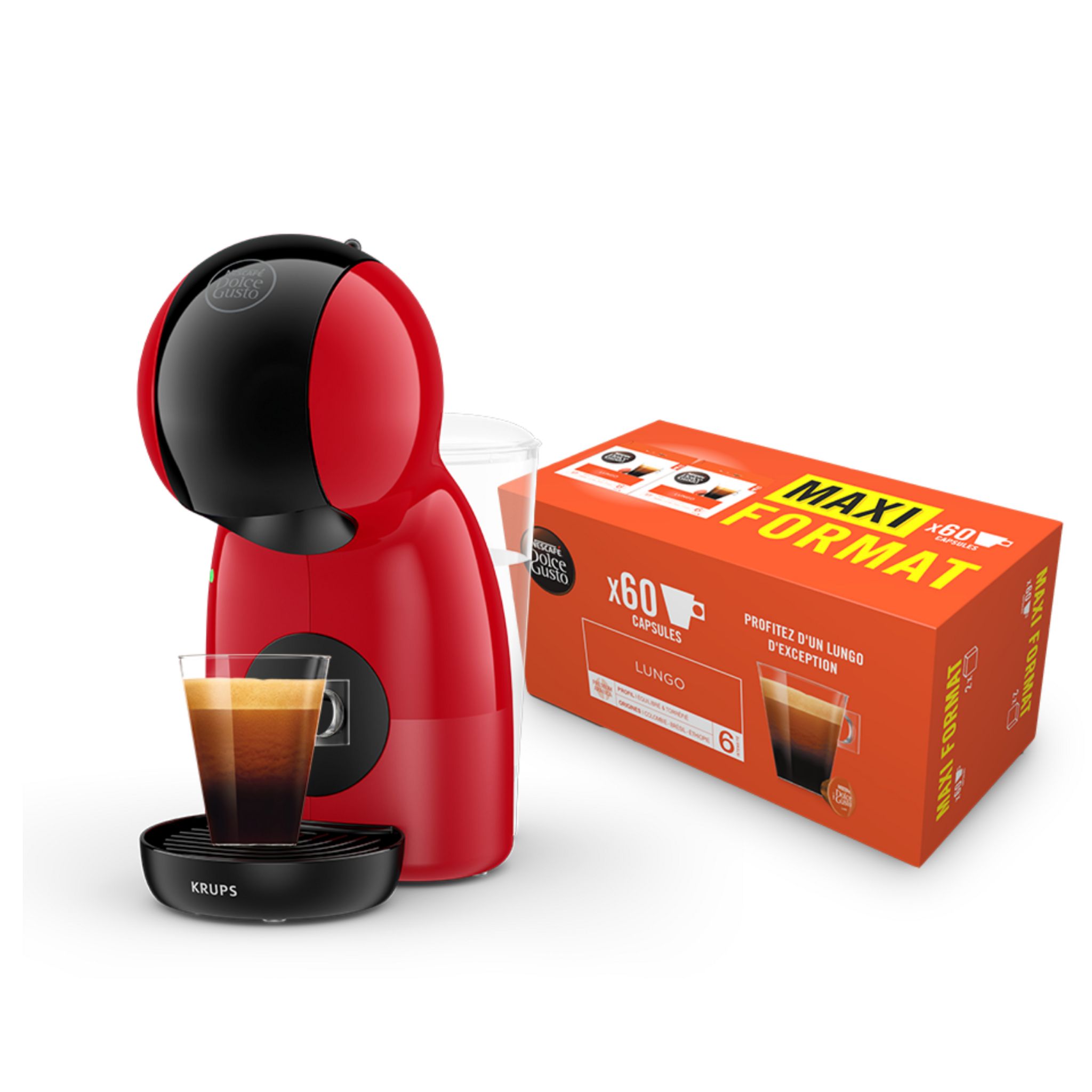 Voir la diapositive 2 : KRUPS Machine à café à dosettes Nescafé Dolce Gusto avec 60 capsules café lungo