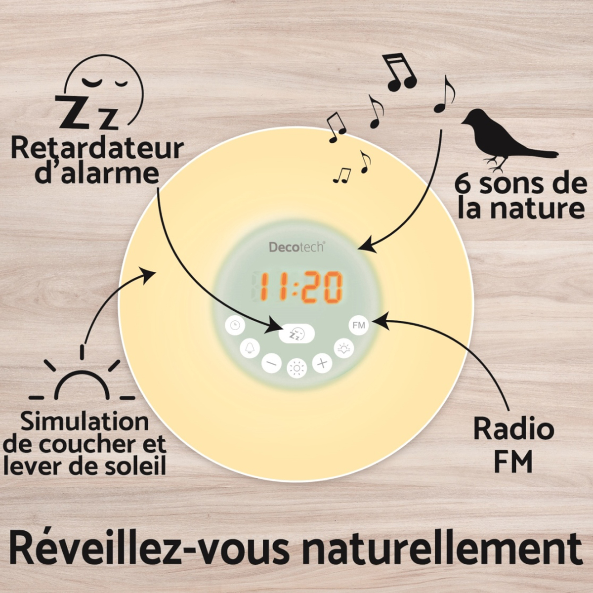 Voir la diapositive 3 : LEXIBOOK Réveil Decotech Simulation Aube
