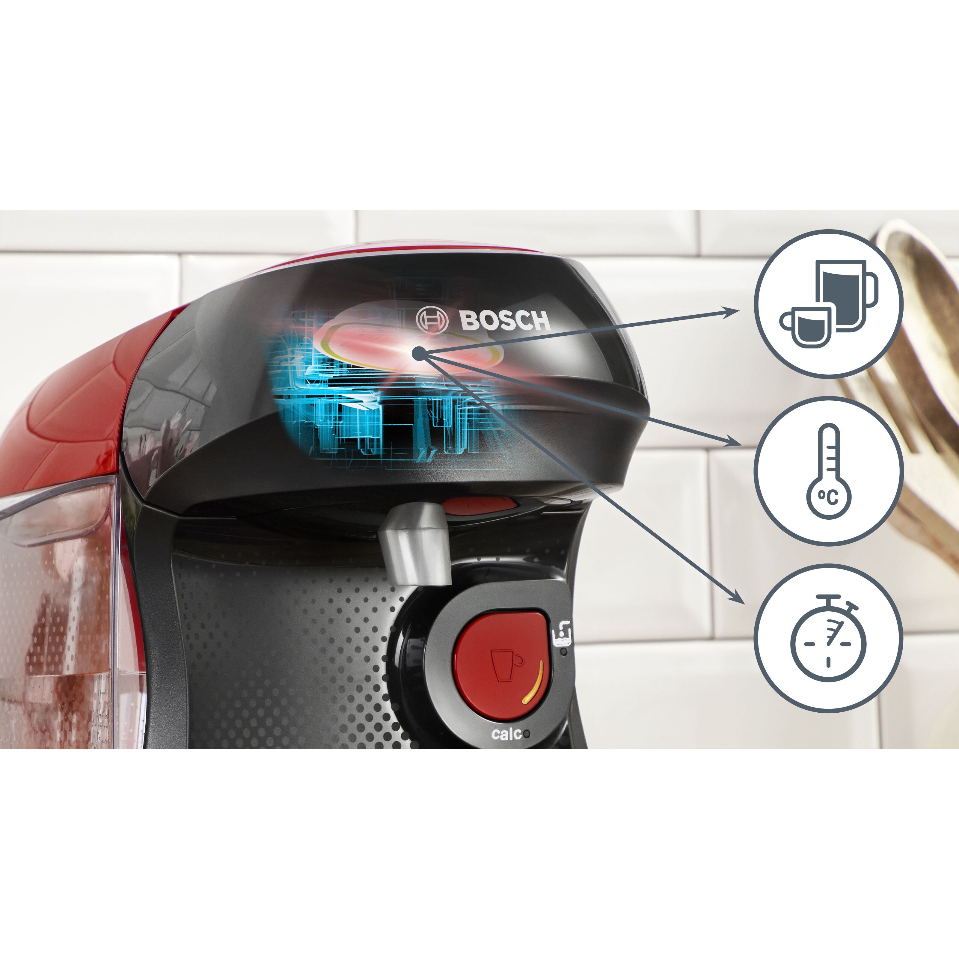 Voir la diapositive 5 : BOSCH Machine à café multi-boissons Tassimo TAS103E - Rouge et noir