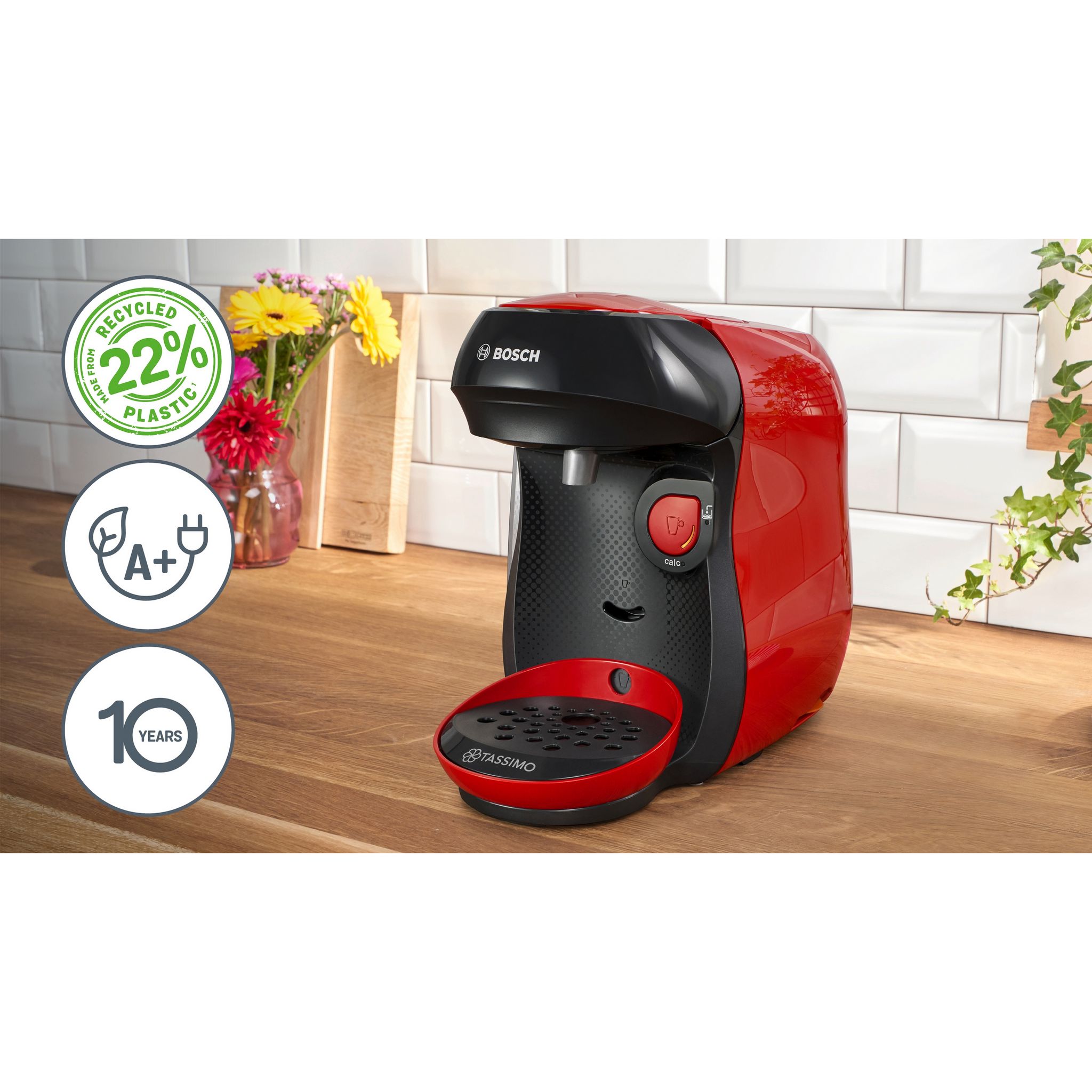 Voir la diapositive 10 : BOSCH Machine à café multi-boissons Tassimo TAS103E - Rouge et noir