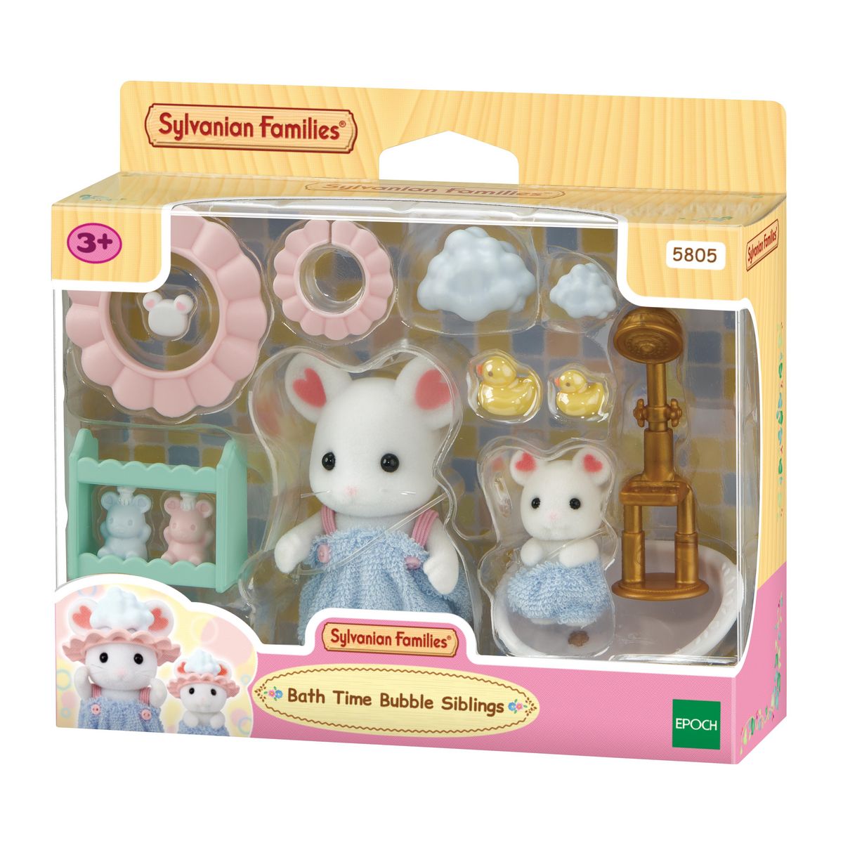 EPOCH D'ENFANCE Figurine Le bain des frères souris Marshmallow Sylvanian Families