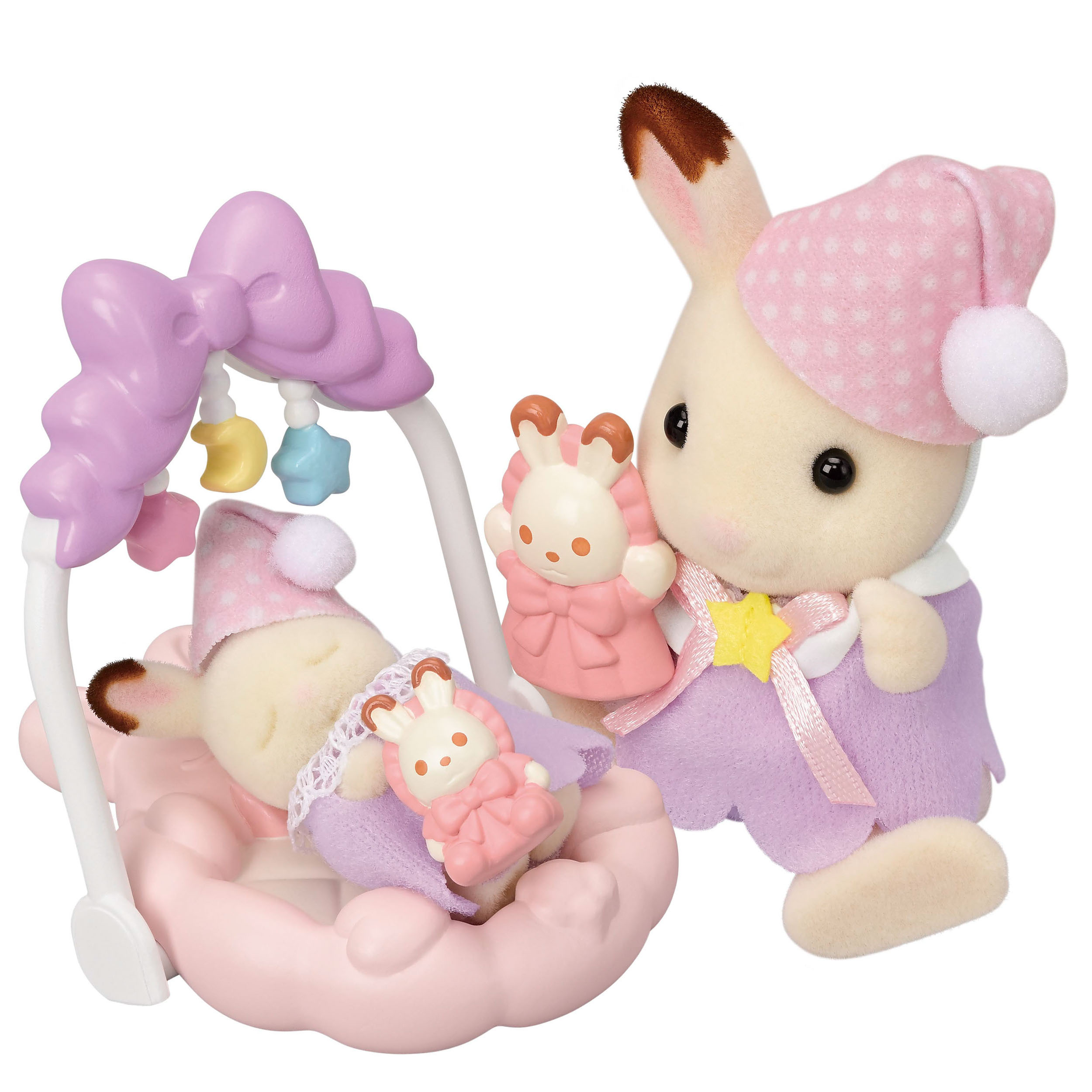 Voir la diapositive 3 : EPOCH D'ENFANCE Figurine le coucher des sœurs lapins chocolat