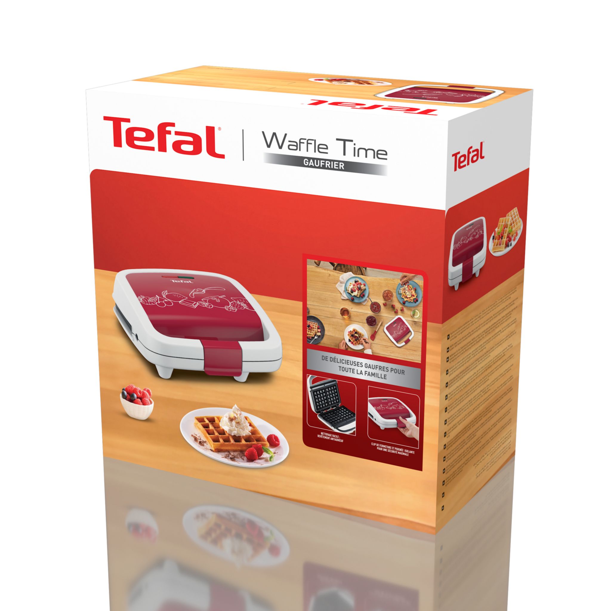 Voir la diapositive 6 : TEFAL Appareil à gaufres WD17C5FO - Rouge et blanc