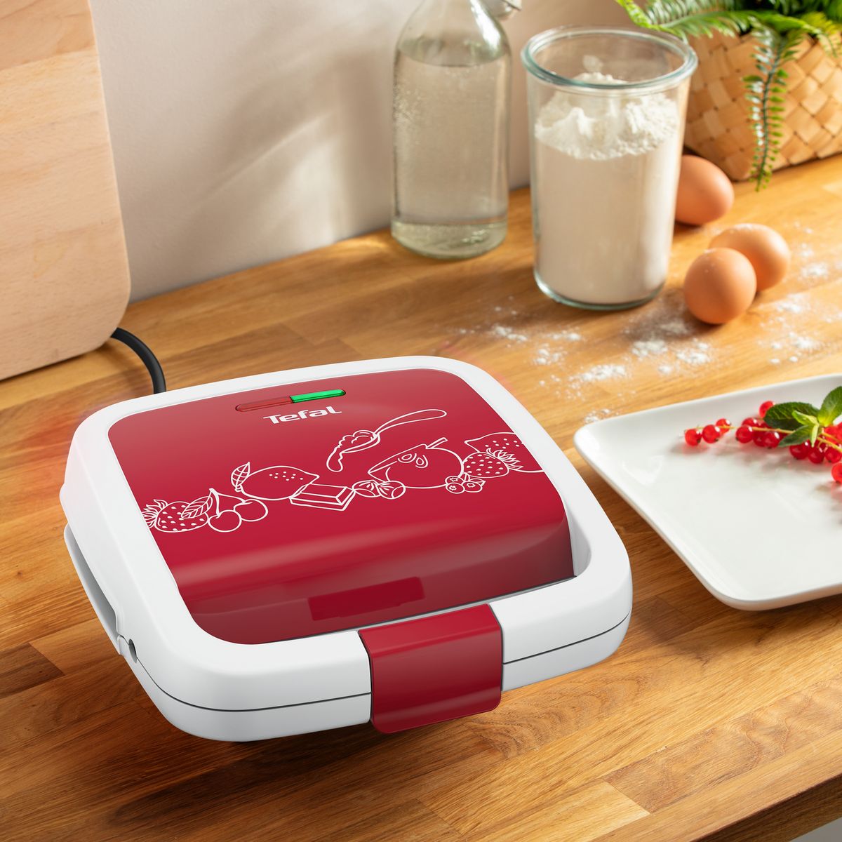 TEFAL Appareil à gaufres WD17C5FO - Rouge et blanc