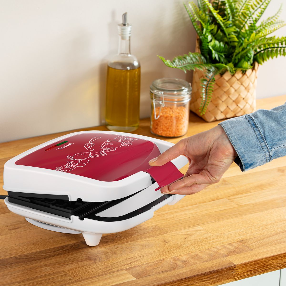 TEFAL Appareil à gaufres WD17C5FO - Rouge et blanc