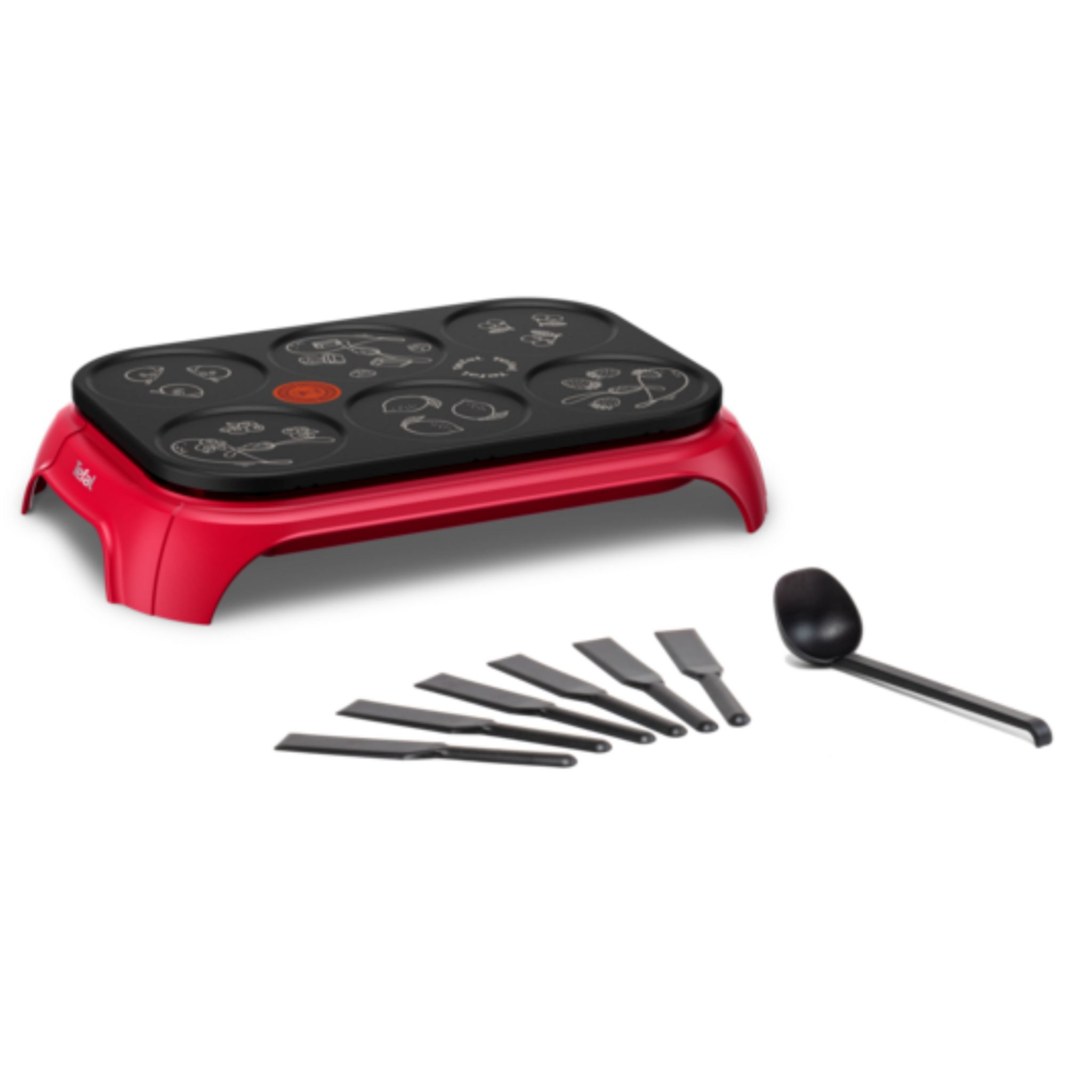 Voir la diapositive 2 : TEFAL Appareil à crêpes PY55C5FO - Rouge