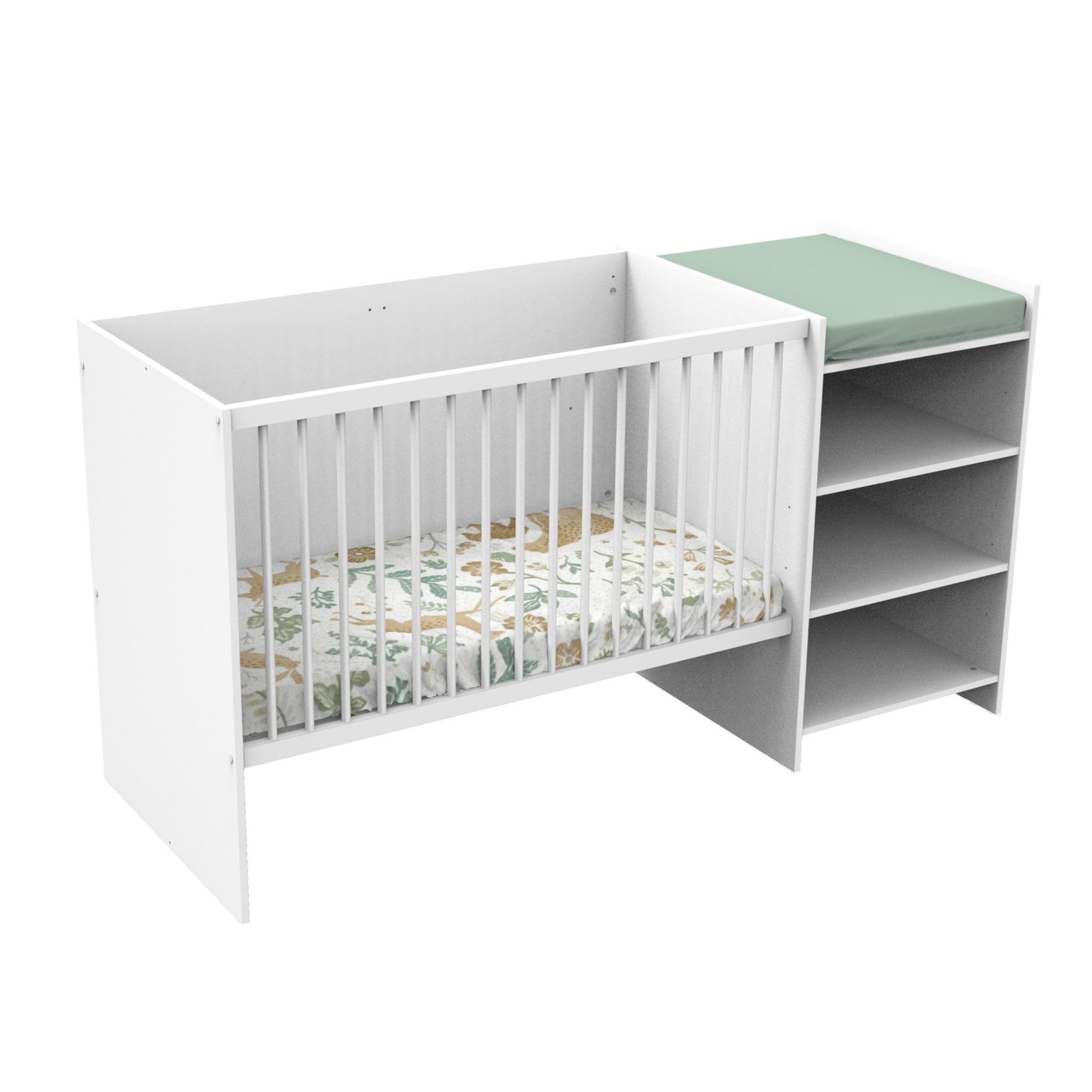 BABYPRICE Lit bébé combiné 60x120 cm évolutif en 90x190 cm blanc FIRST