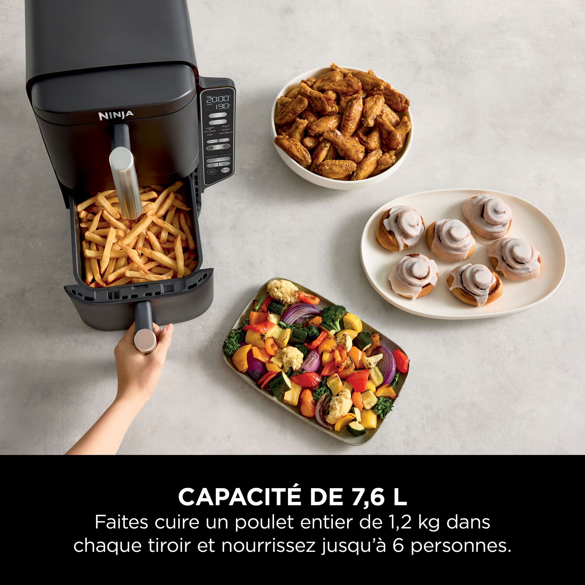 Voir la diapositive 7 : NINJA Friteuse sans huile à air chaud SL300EU - Noir