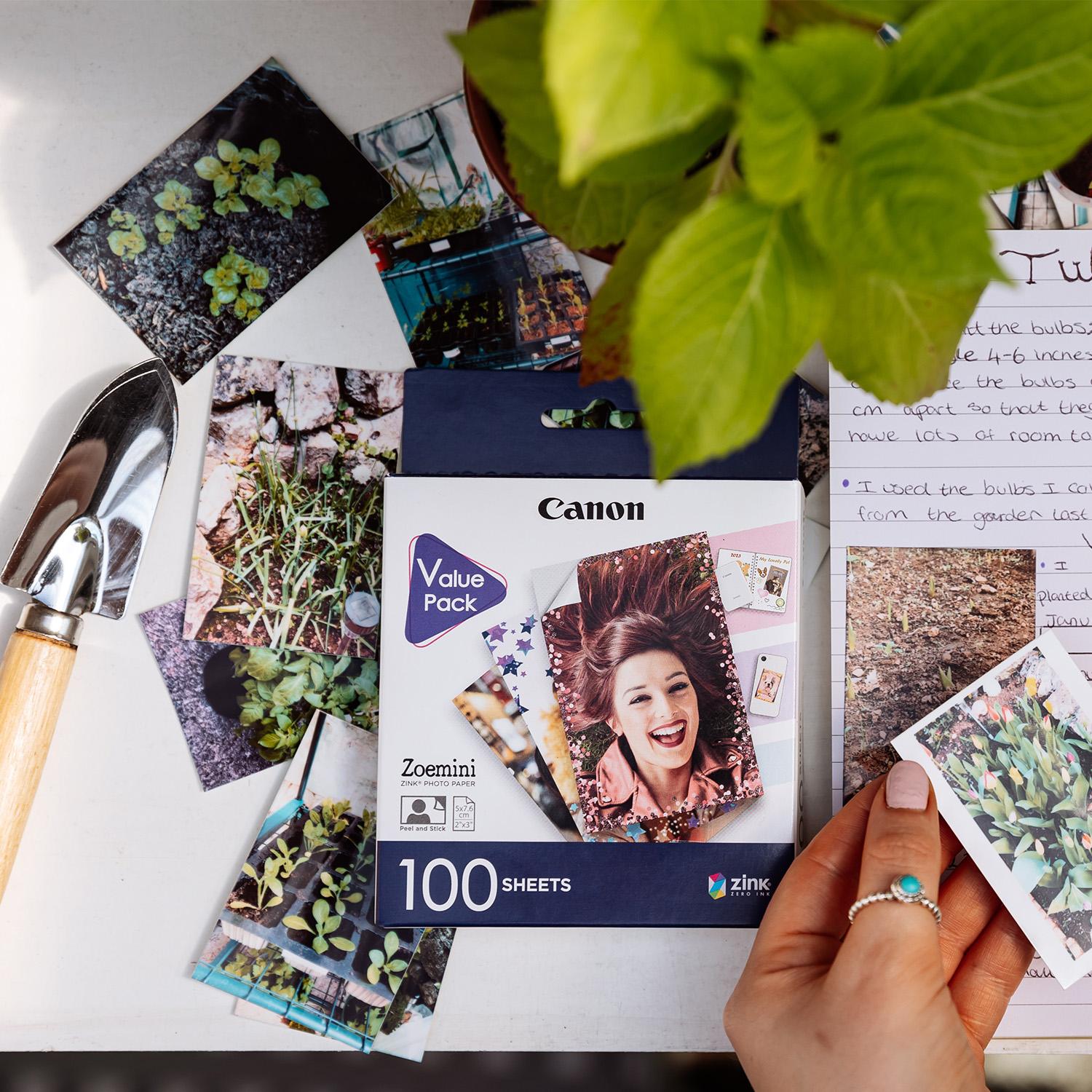 Voir la diapositive 4 : CANON Pack papier photo Zoemini 100 feuilles - Blanc