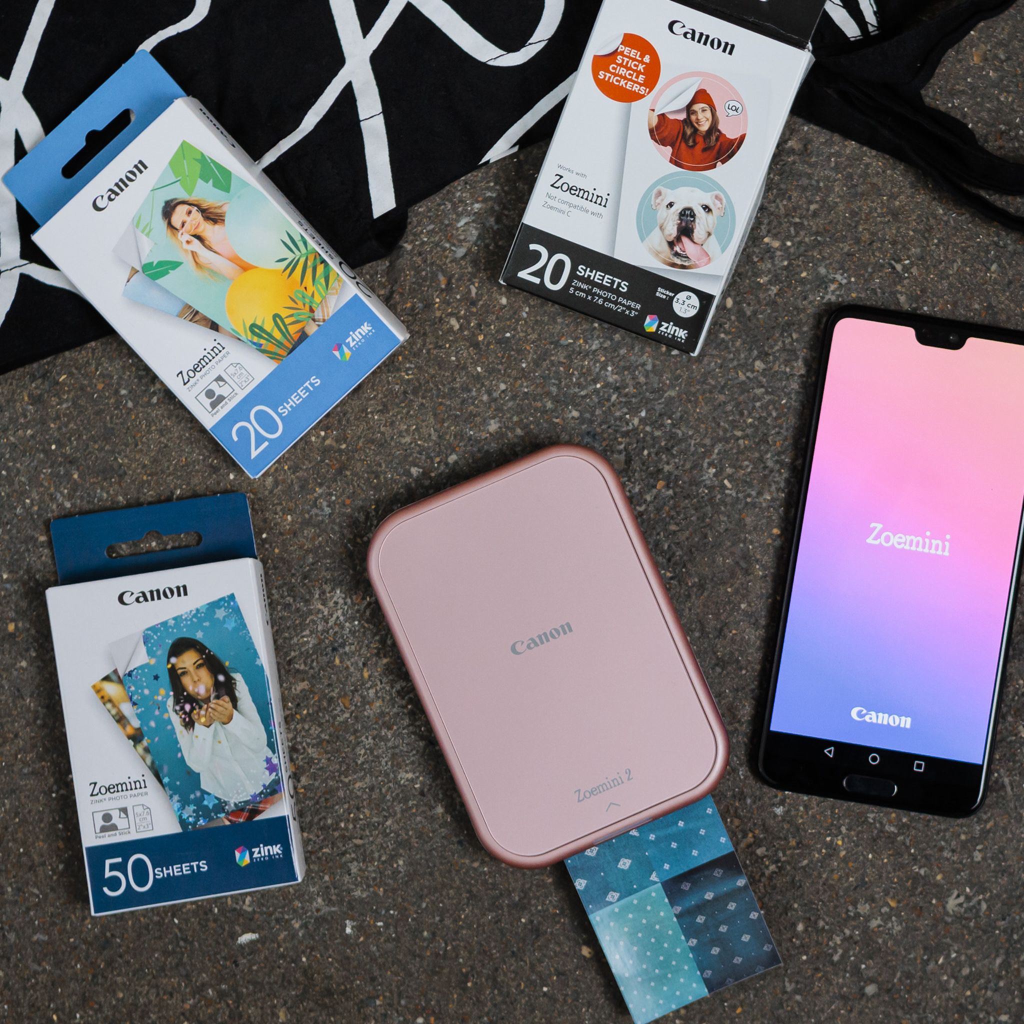 Voir la diapositive 4 : CANON Pack papier photo Zoemini 100 feuilles - Blanc