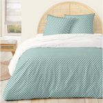 Parure housse de couette en coton 57 fils imprimé PONCTUATION. Coloris disponibles : Vert