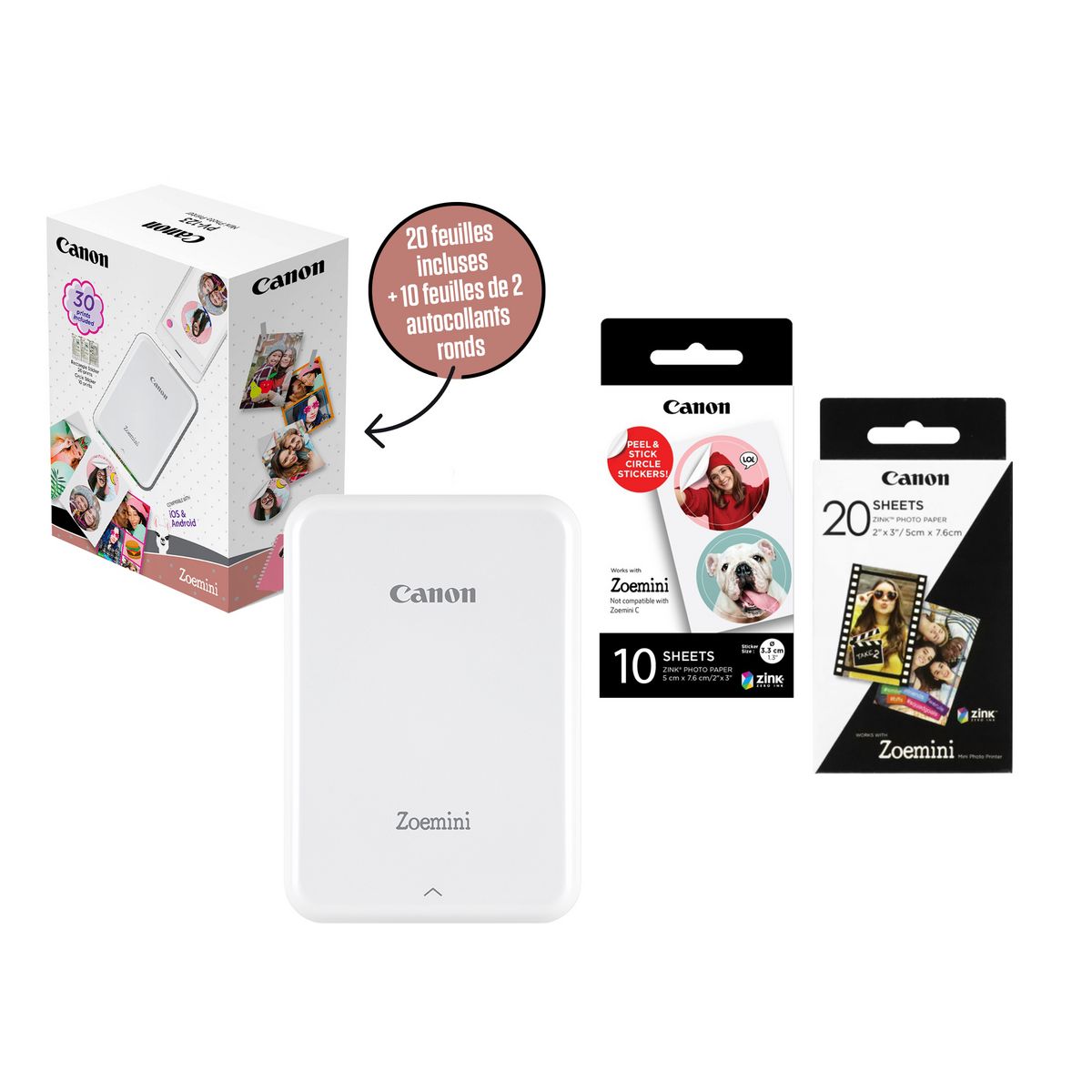 CANON Pack Zoemini 2+ 30 feuilles - Blanc