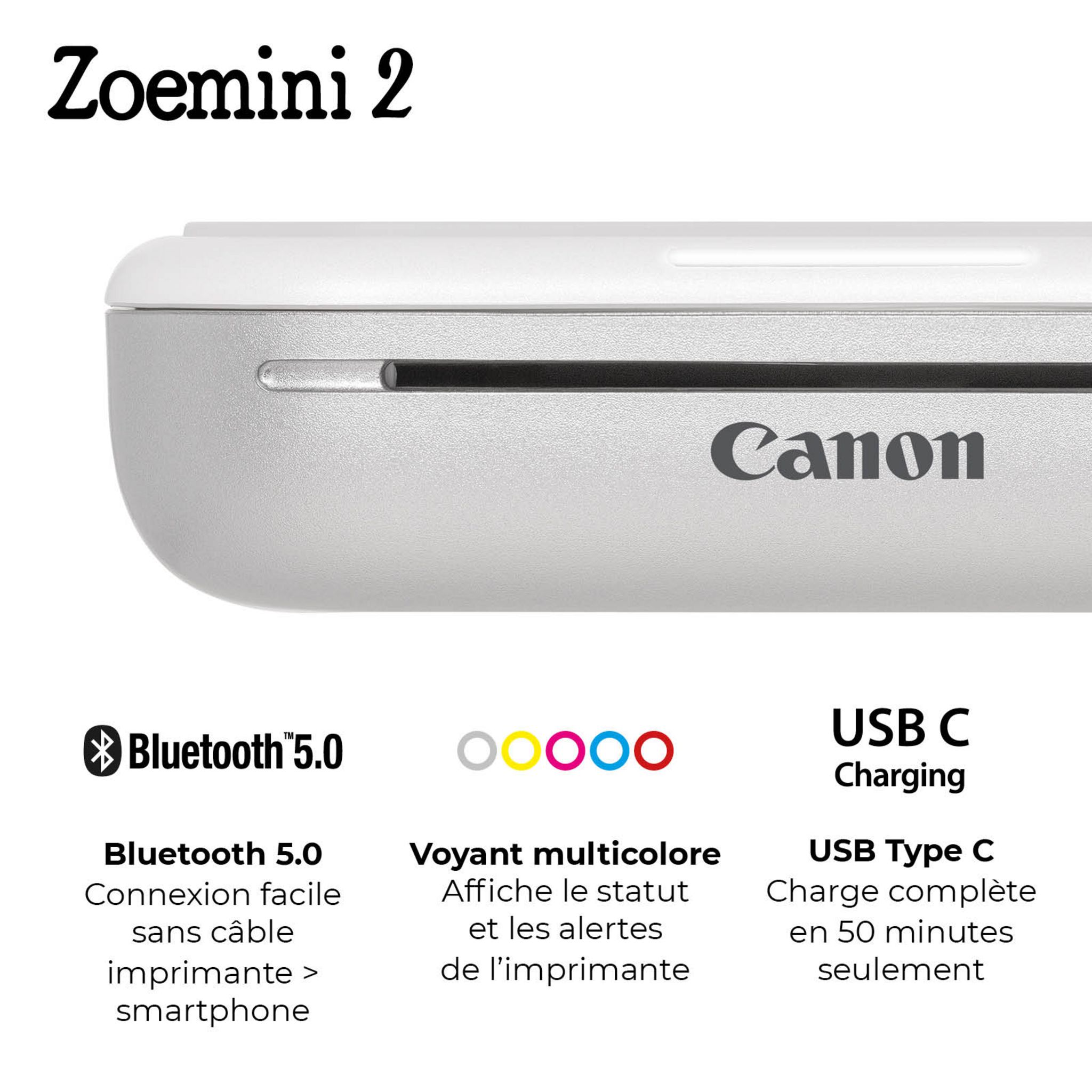 Voir la diapositive 5 : CANON Pack Zoemini 2+ 30 feuilles - Blanc