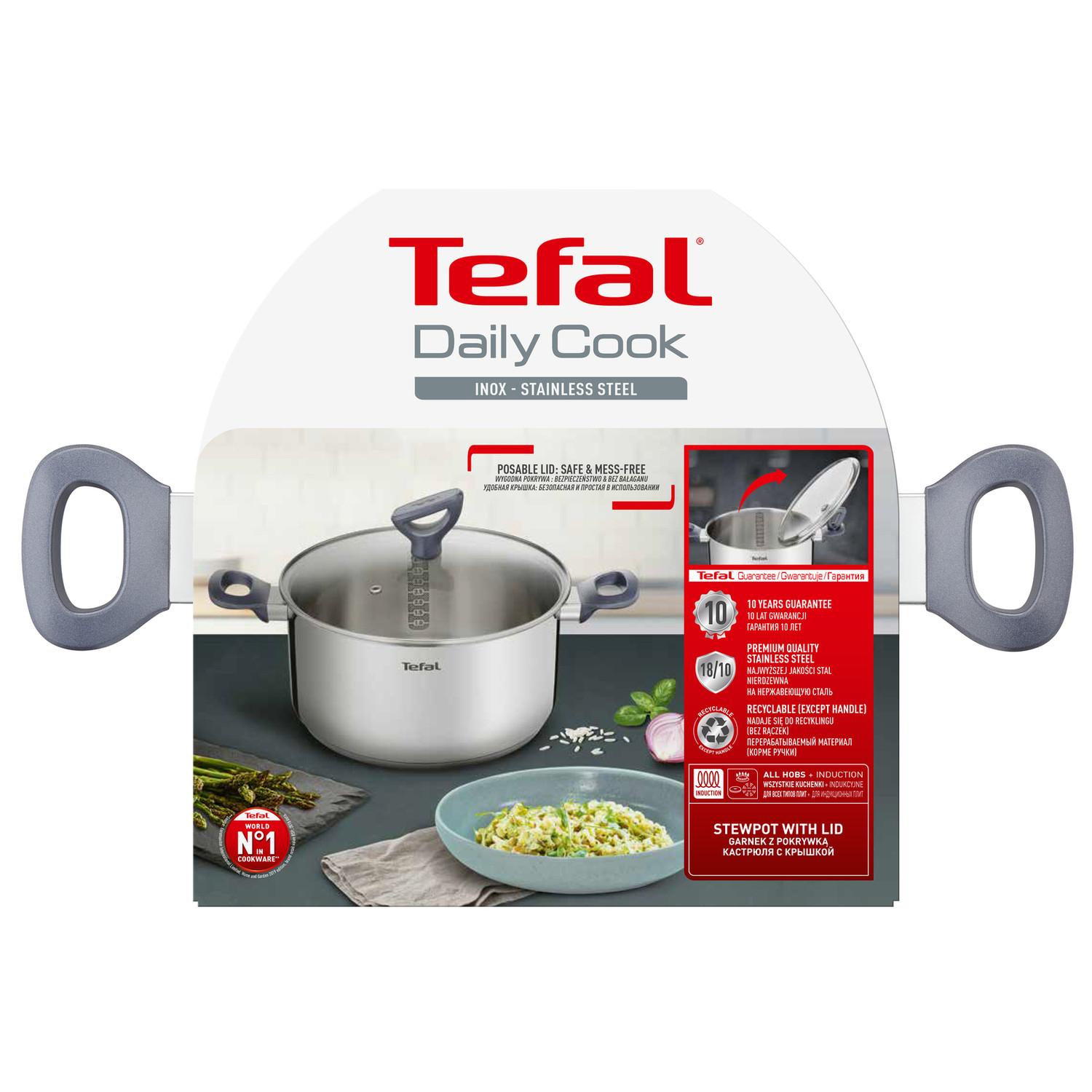 Voir la diapositive 7 : TEFAL Faitout 20 cm inox tous feux dont induction avec couvercle DAILY COOK