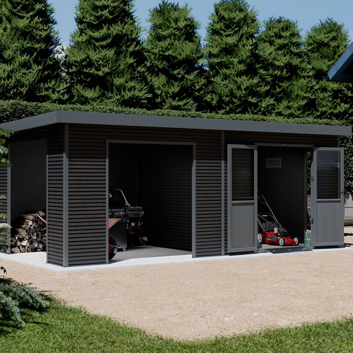 KETER Abri de jardin bois composite anthracite  - 18m² - ONYX 63