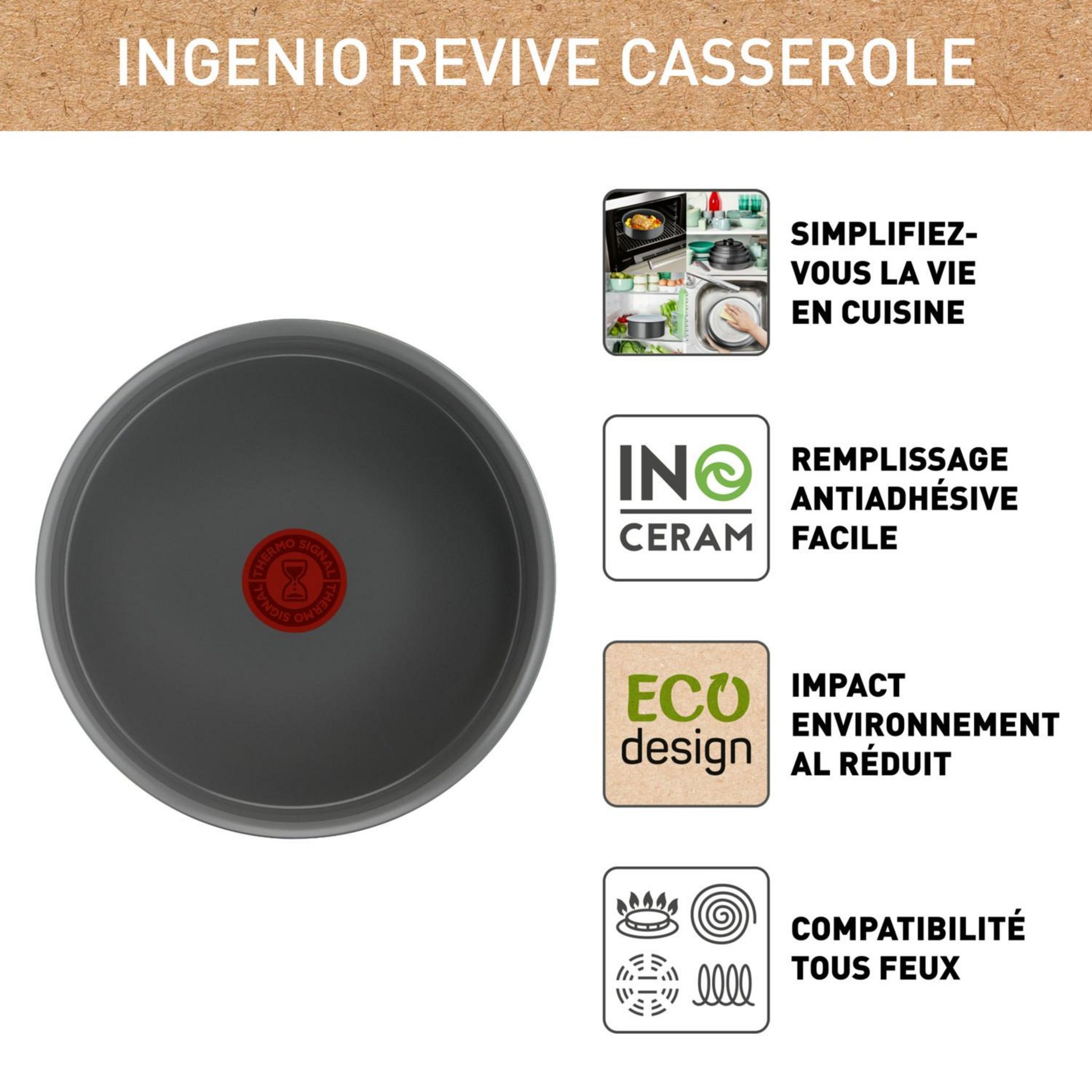 Voir la diapositive 2 : TEFAL Casserole 20 cm aluminium tous feux dont induction REVIVE