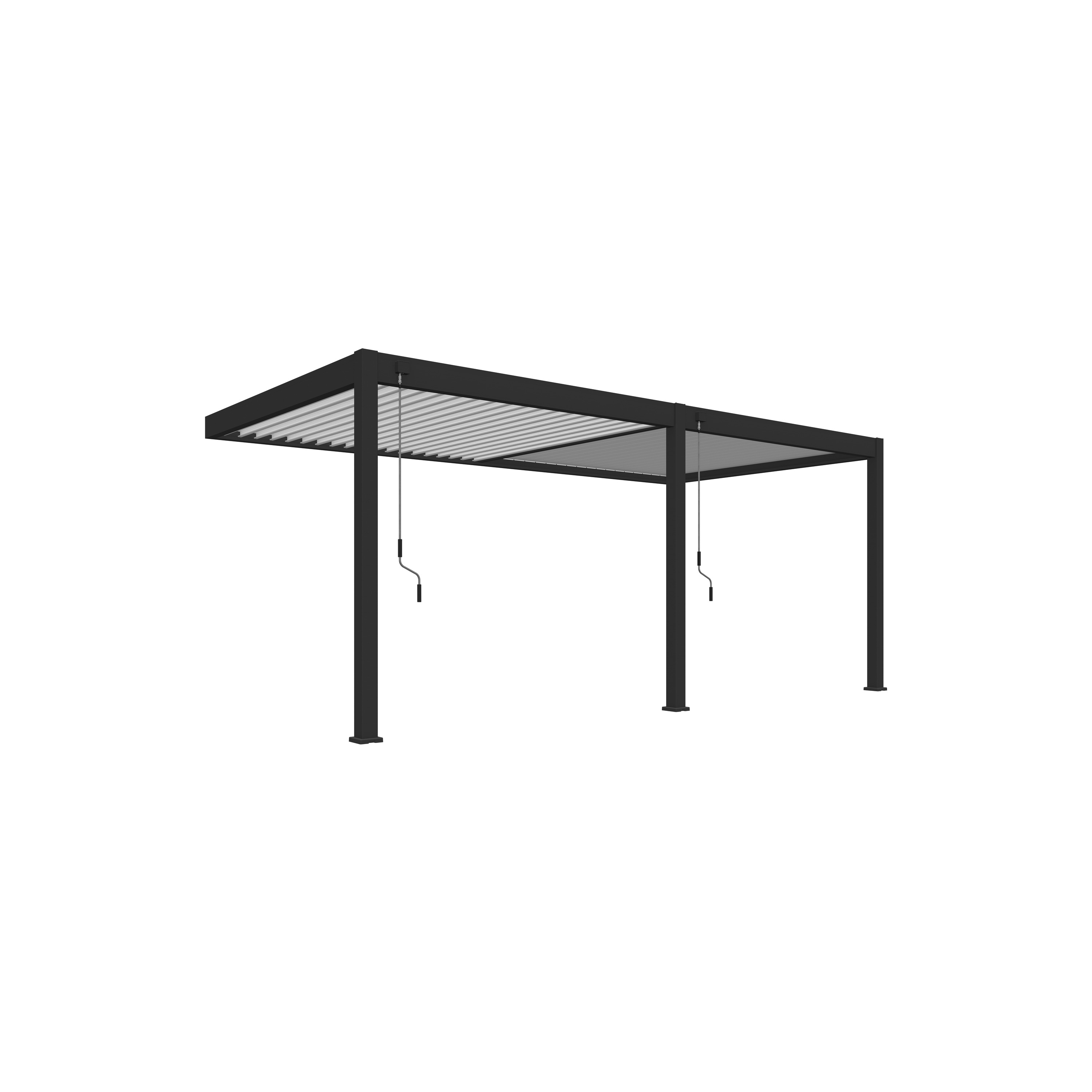 Voir la diapositive 8 : OMBREA Pergola Bioclimatique adossée 3x6 m - Aluminium - Anthracite / Blanc - VS OMBREA®