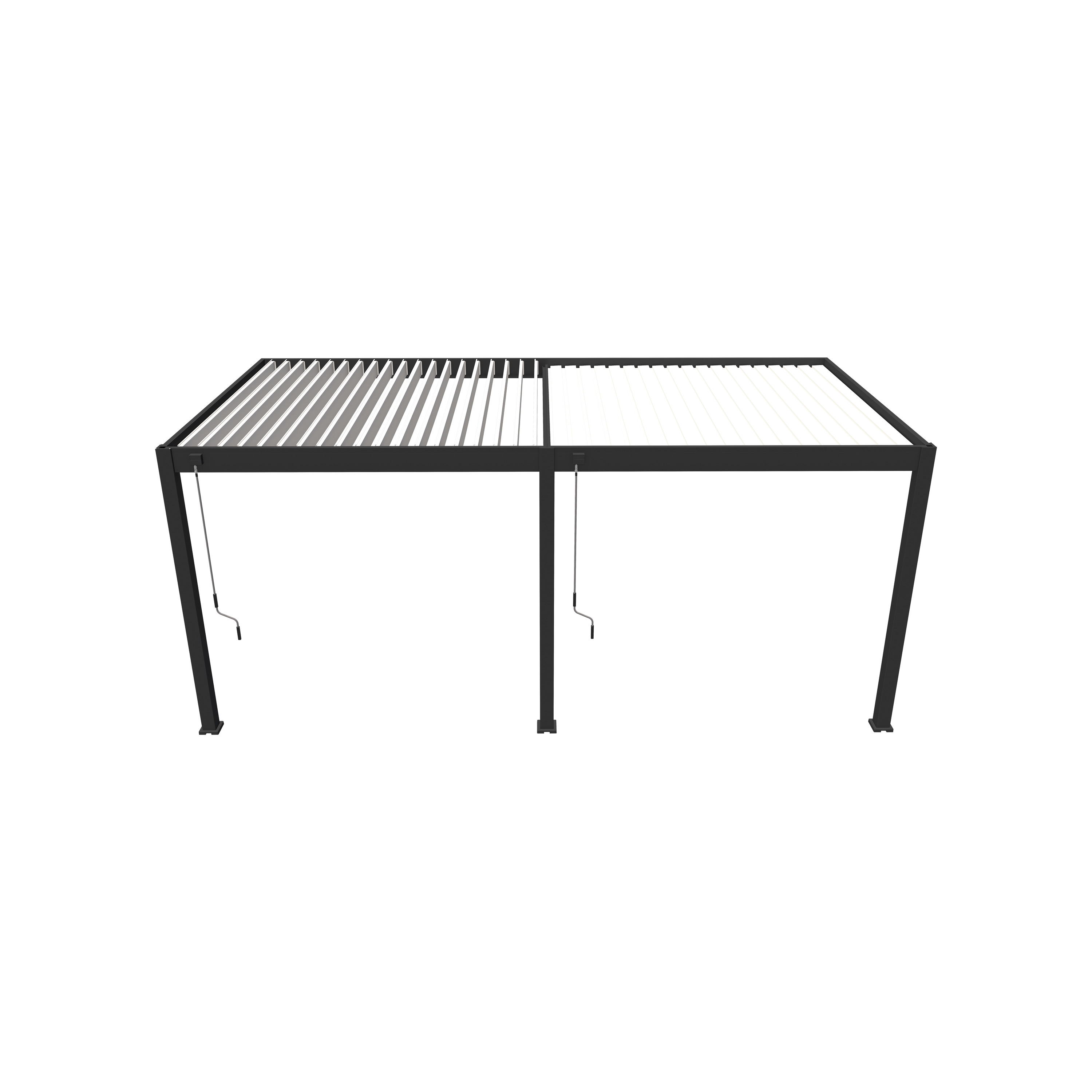 Voir la diapositive 10 : OMBREA Pergola Bioclimatique adossée 3x6 m - Aluminium - Anthracite / Blanc - VS OMBREA®