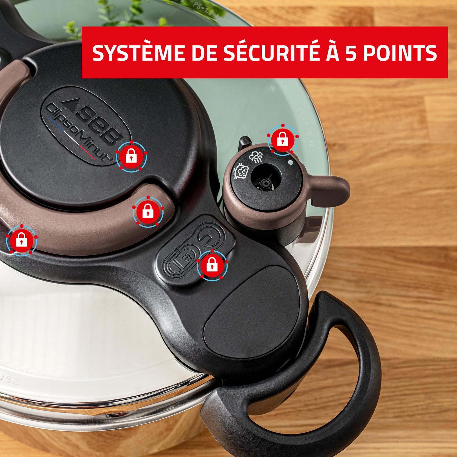 Voir la diapositive 6 : TEFAL Autocuiseur 7.5 L ClispoMinut tous feux dont induction