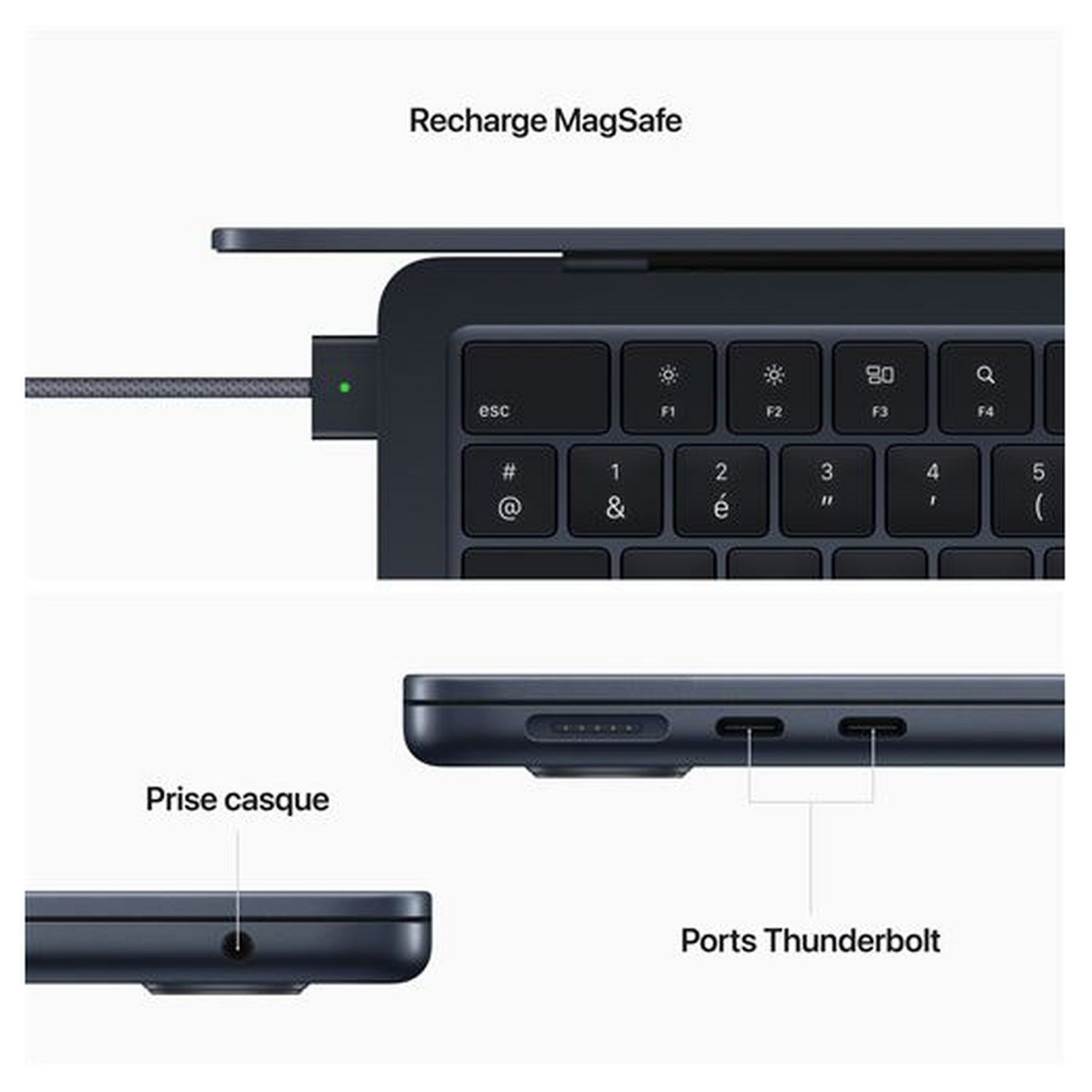 Voir la diapositive 8 : APPLE Ordinateur portable MacBook  Air 13" 256Go - Minuit