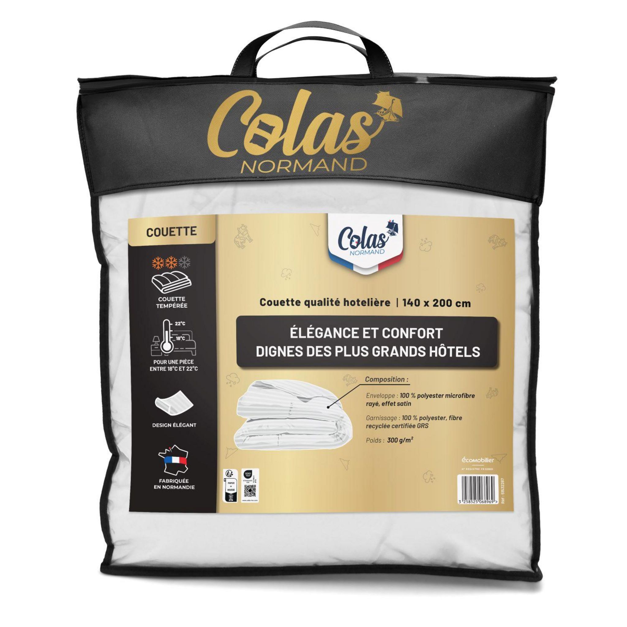 COLAS Couette tempérée effet satin 300 g/m²