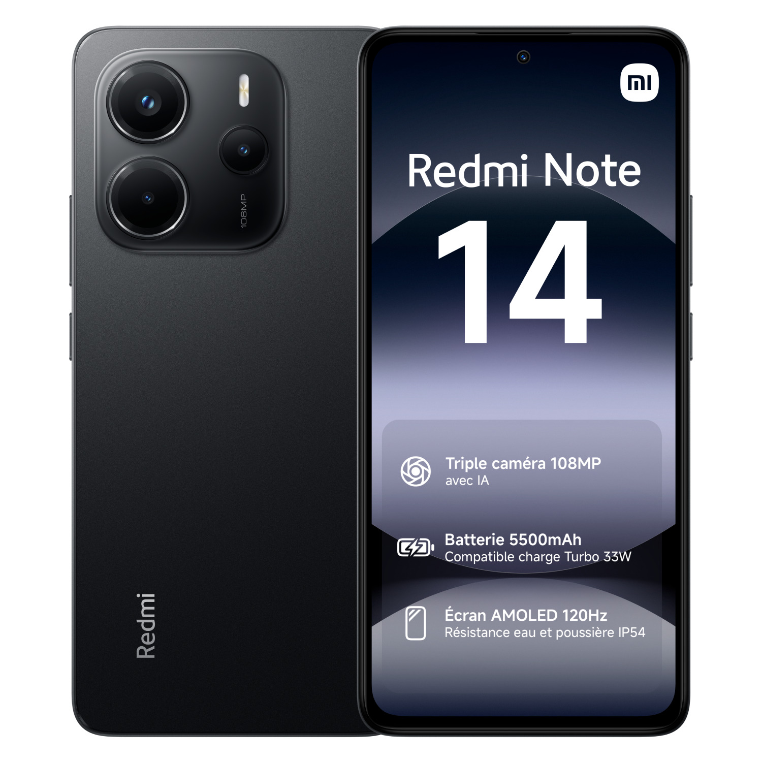Voir la diapositive 2 : XIAOMI Redmi Note 14 4G 256Go - Noir