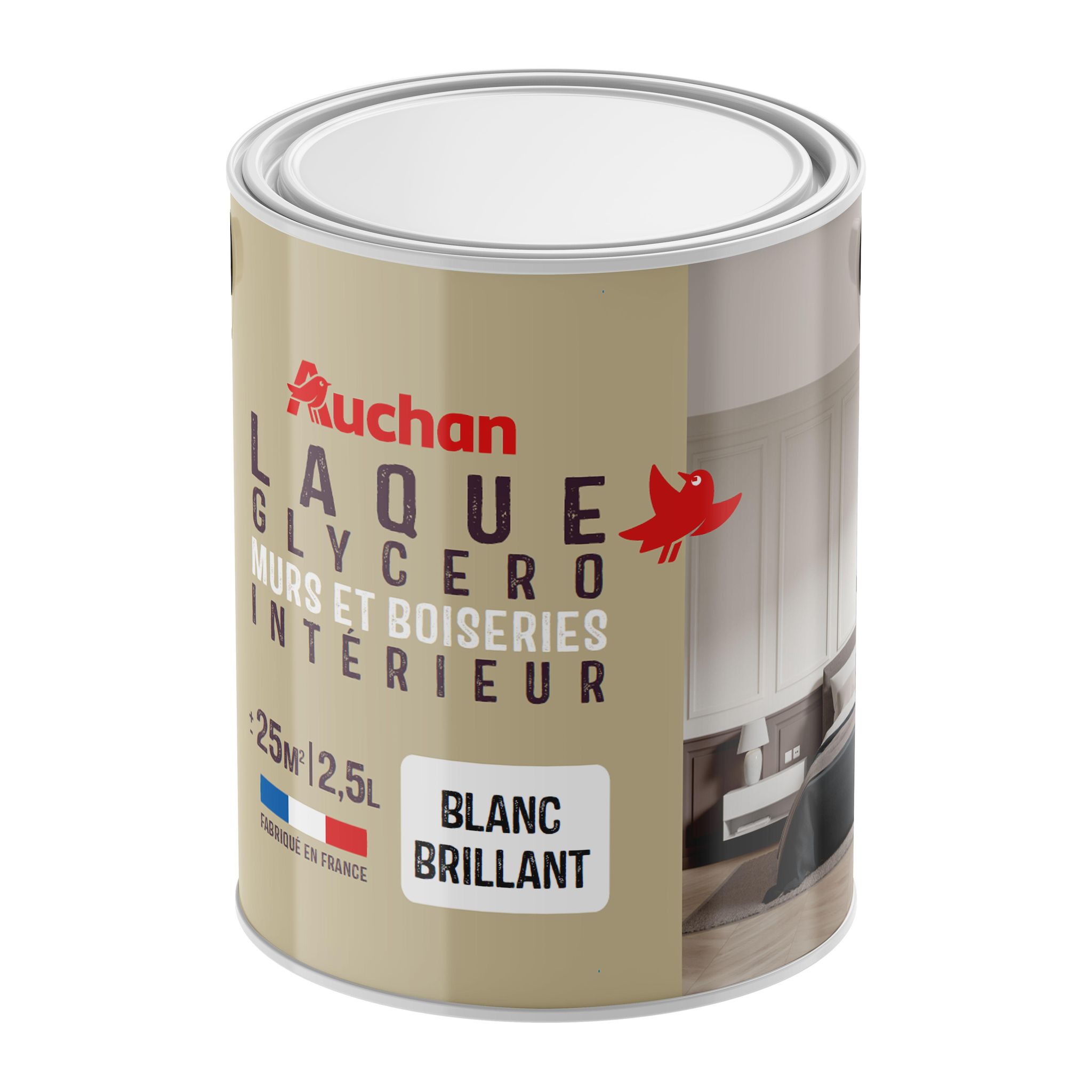 AUCHAN Laque glycero blanc brillant 2,5l
