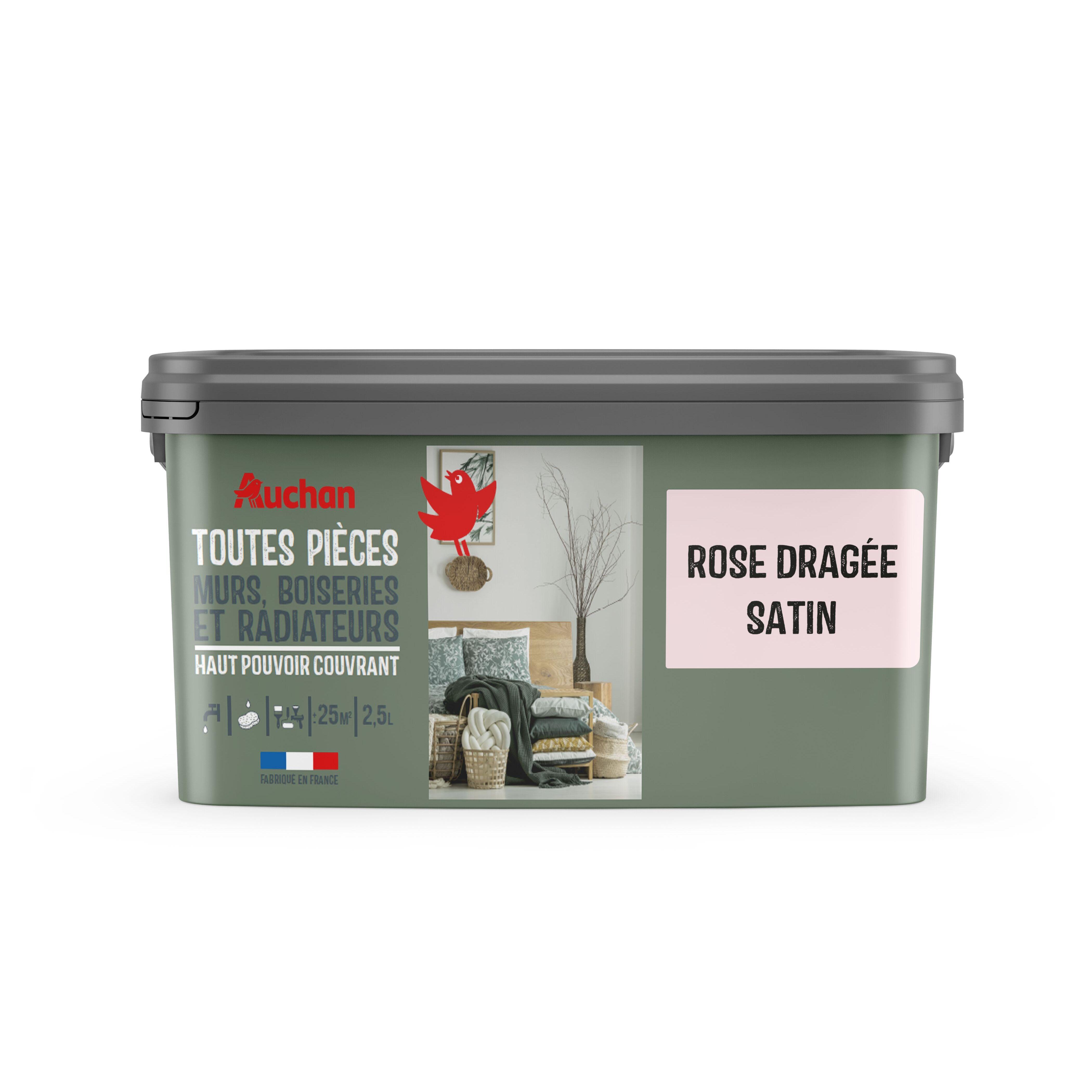 AUCHAN Peinture satin rose clair 2,5l