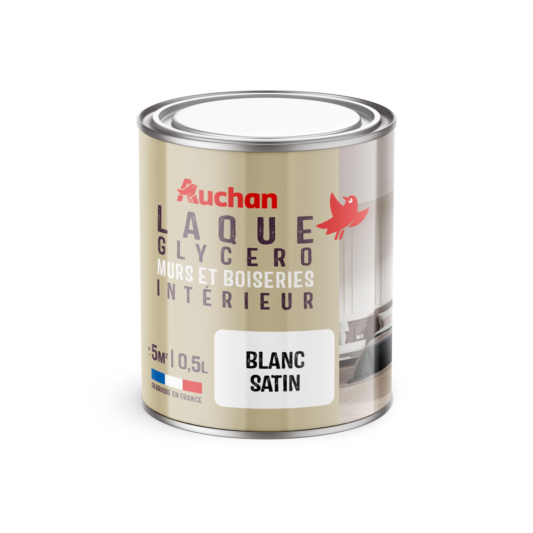 AUCHAN Laque glycero blanc satin 0,5l
