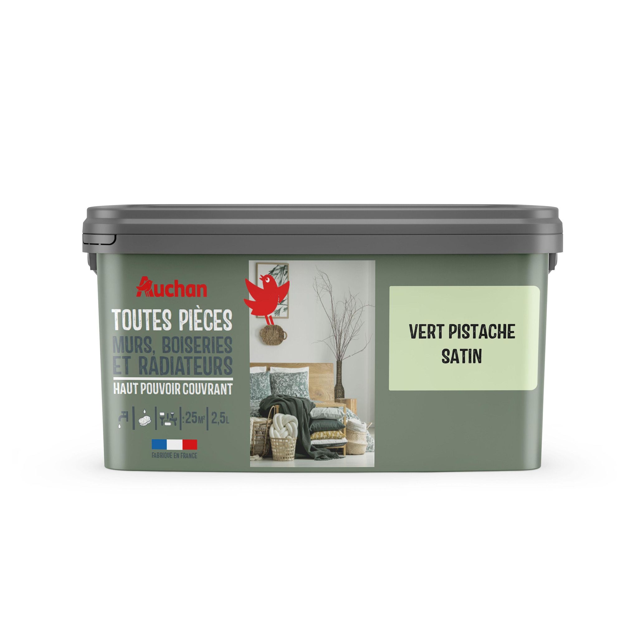 AUCHAN Peinture vert pistache satin 2,5l