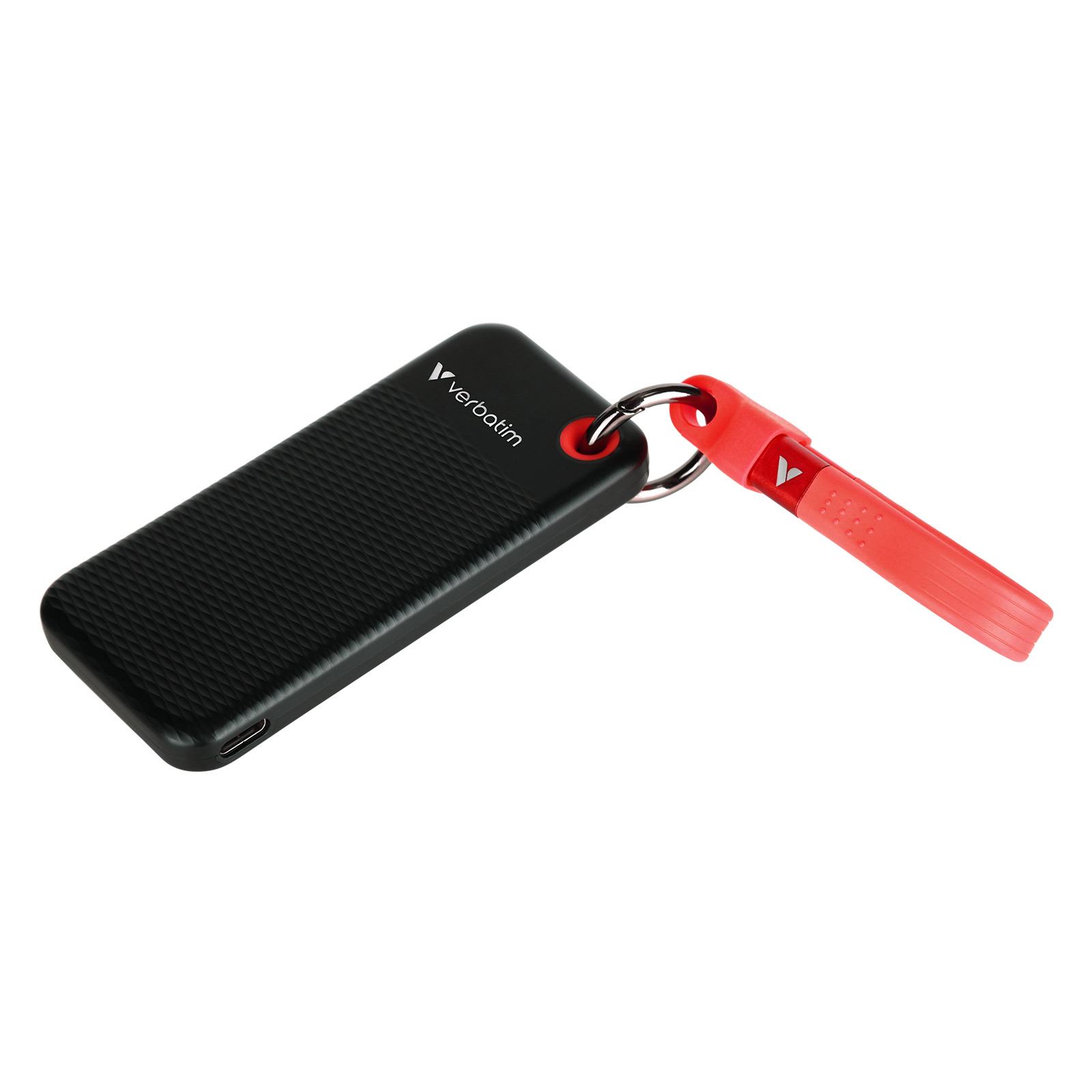 Voir la diapositive 2 : VERBATIM Disque Dur Externe SSD Pocket USB 3.2 1TO - Noir et Rouge
