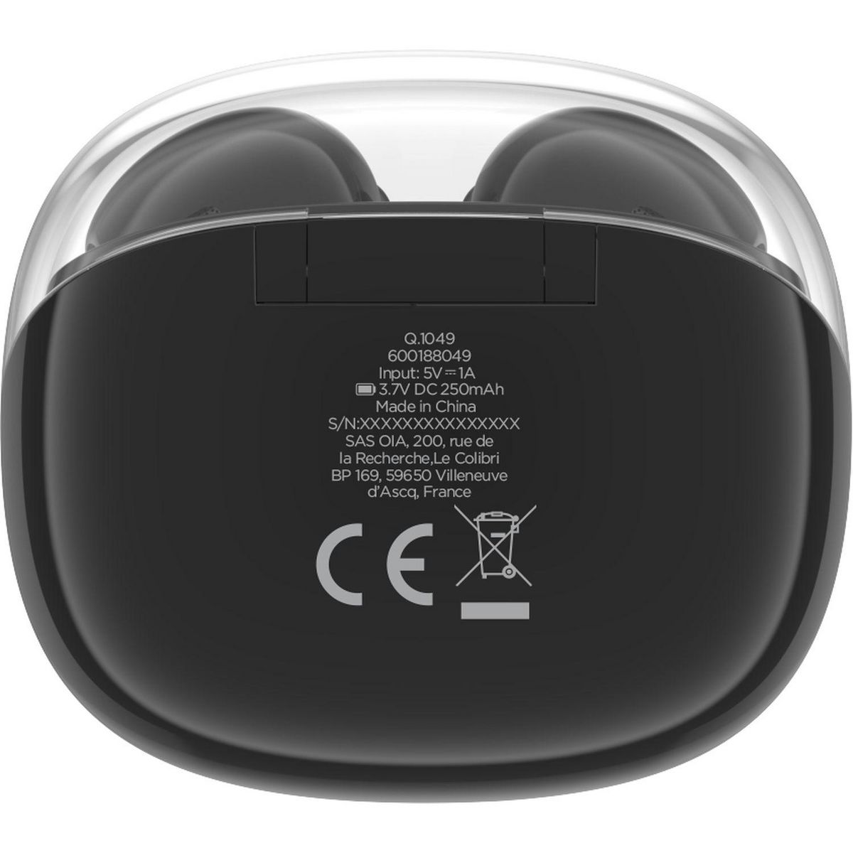 QILIVE Écouteurs Q1049 TWS - Noir et Transparent