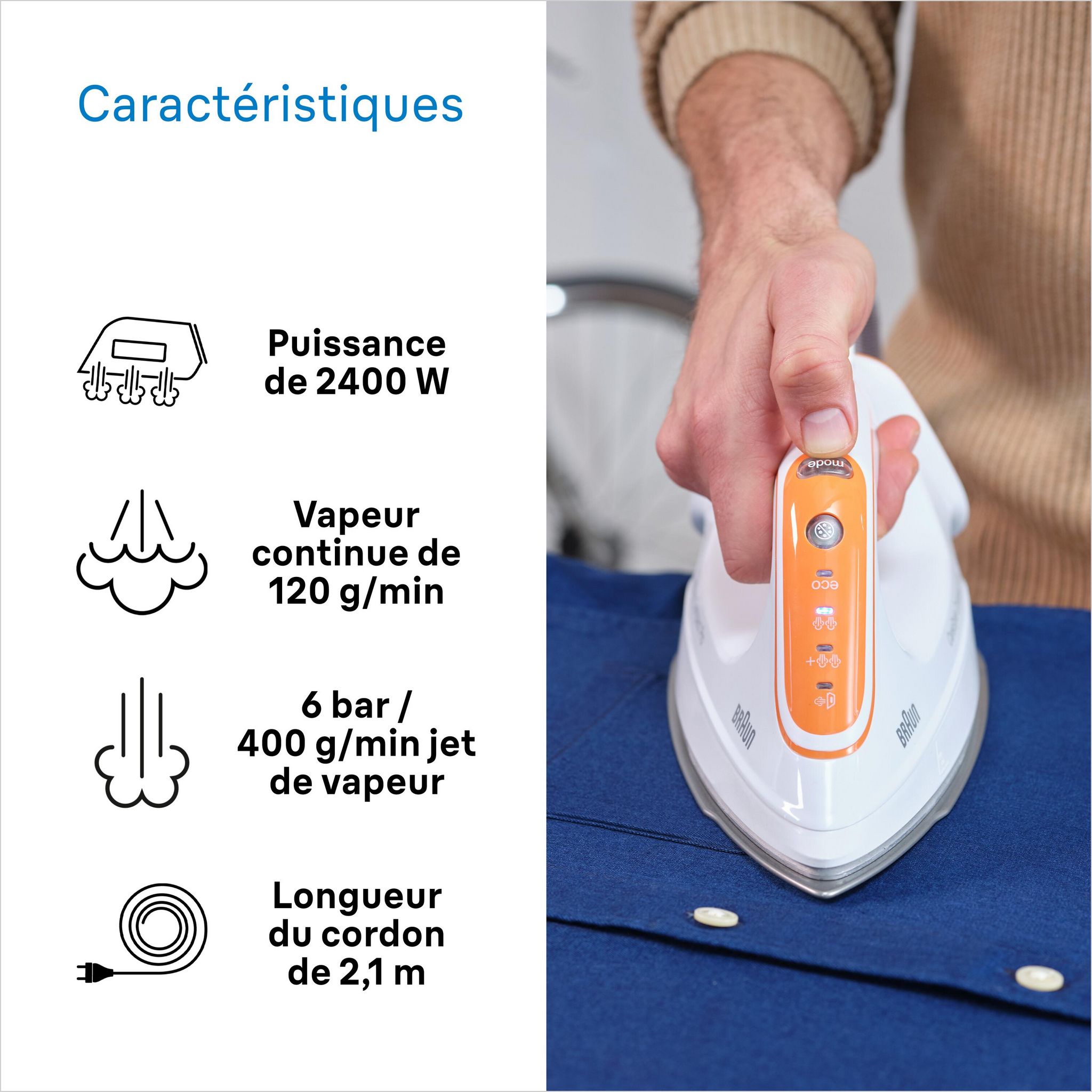 Voir la diapositive 7 : BRAUN Centrale vapeur IS2561WH - Blanc