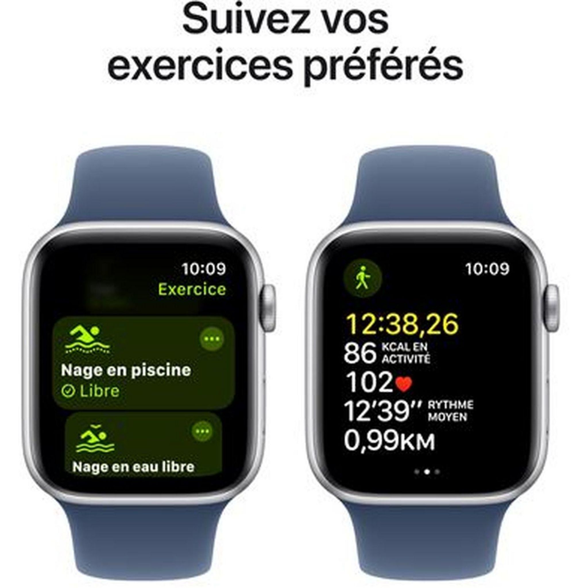 Voir la diapositive 5 : APPLE Montre Connectée Watch SE 2024 44MM Alu - Argent et Bleu
