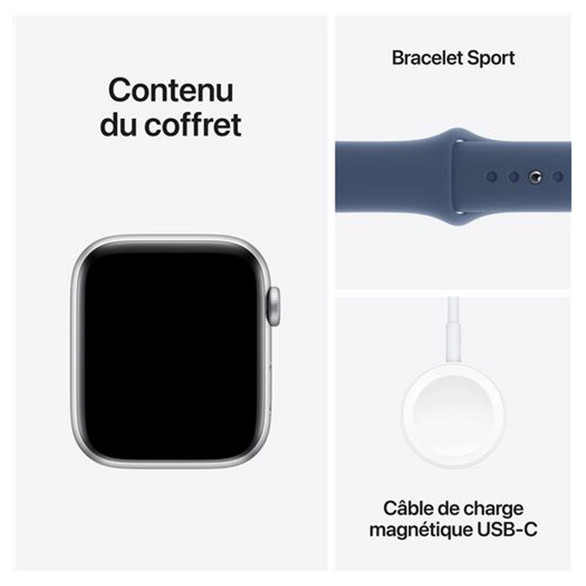 Voir la diapositive 8 : APPLE Montre Connectée Watch SE 2024 44MM Alu - Argent et Bleu