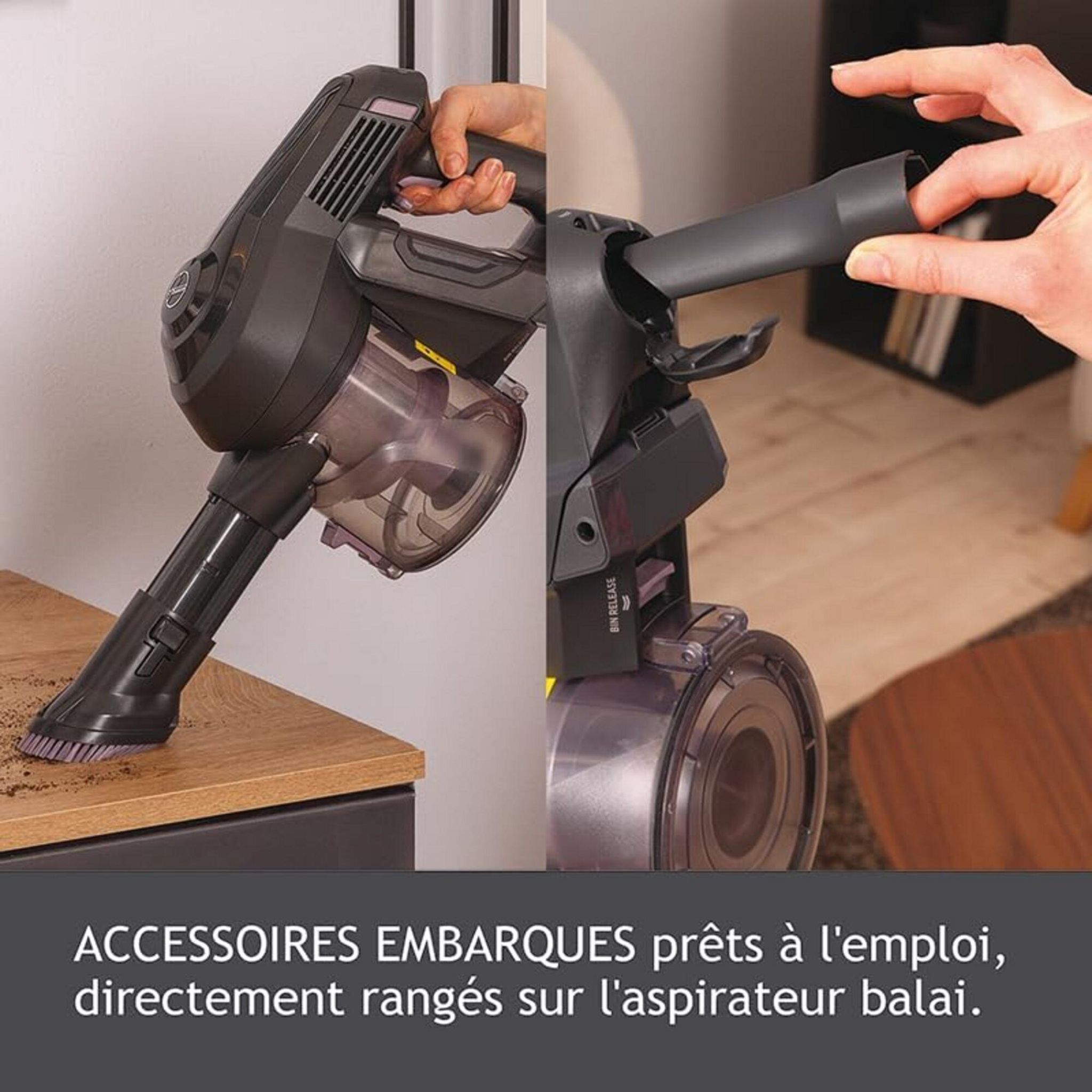 Voir la diapositive 4 : HOOVER Aspirateur balai HF103X - Gris