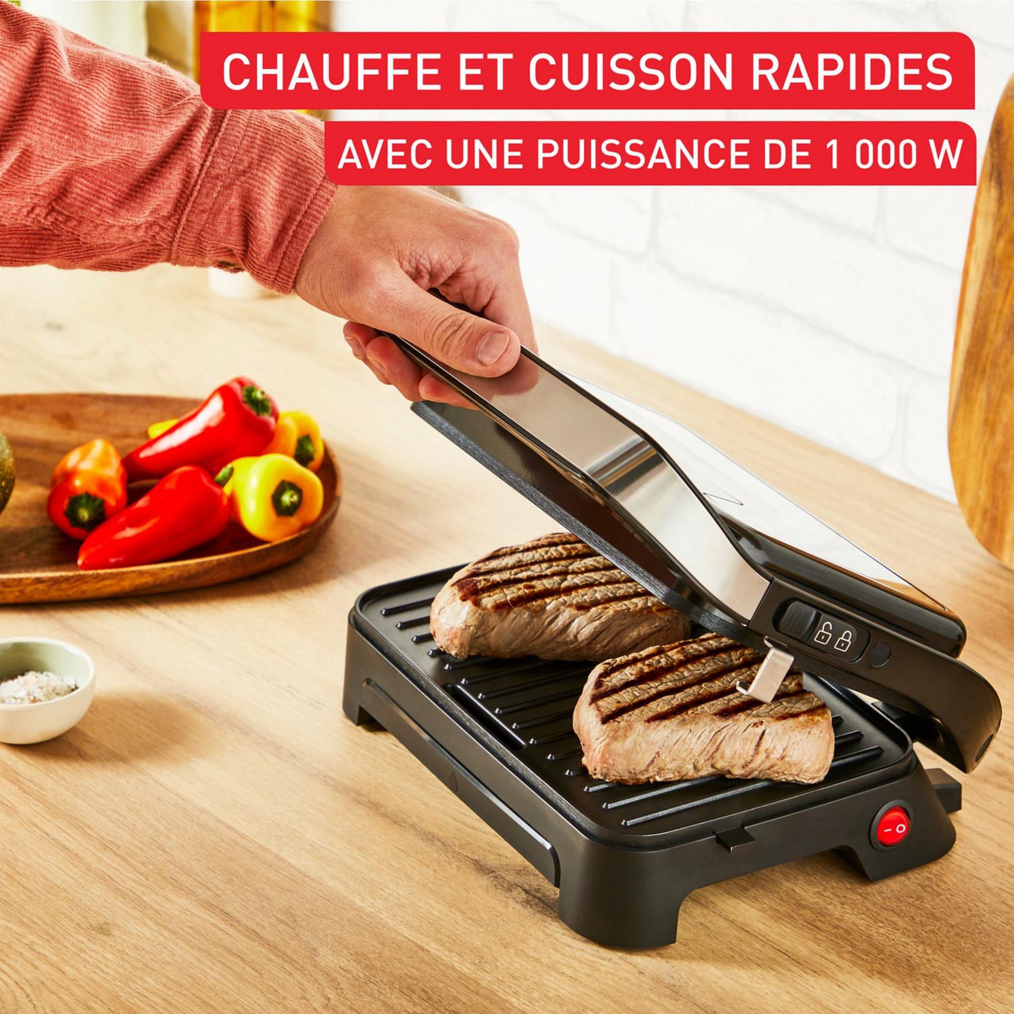 Voir la diapositive 3 : TEFAL Grill GC270D10 - Gris
