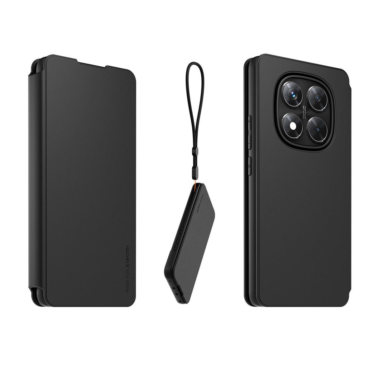 XIAOMI Étui folio+Dragonne pour Redmi Note 14 Pro 5G - Noir