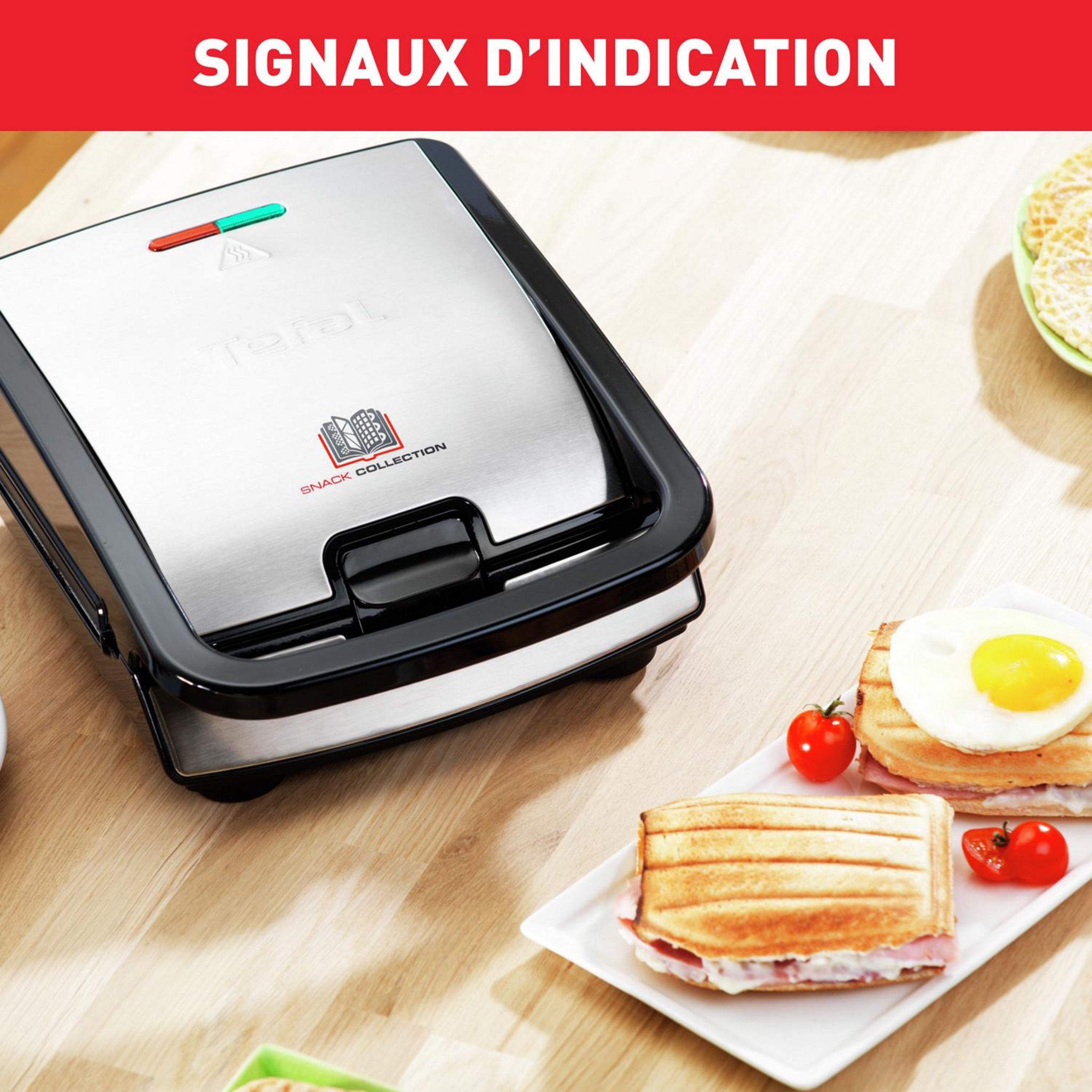 Voir la diapositive 3 : TEFAL Appareil à croque et gaufres SW852D12 - Noir