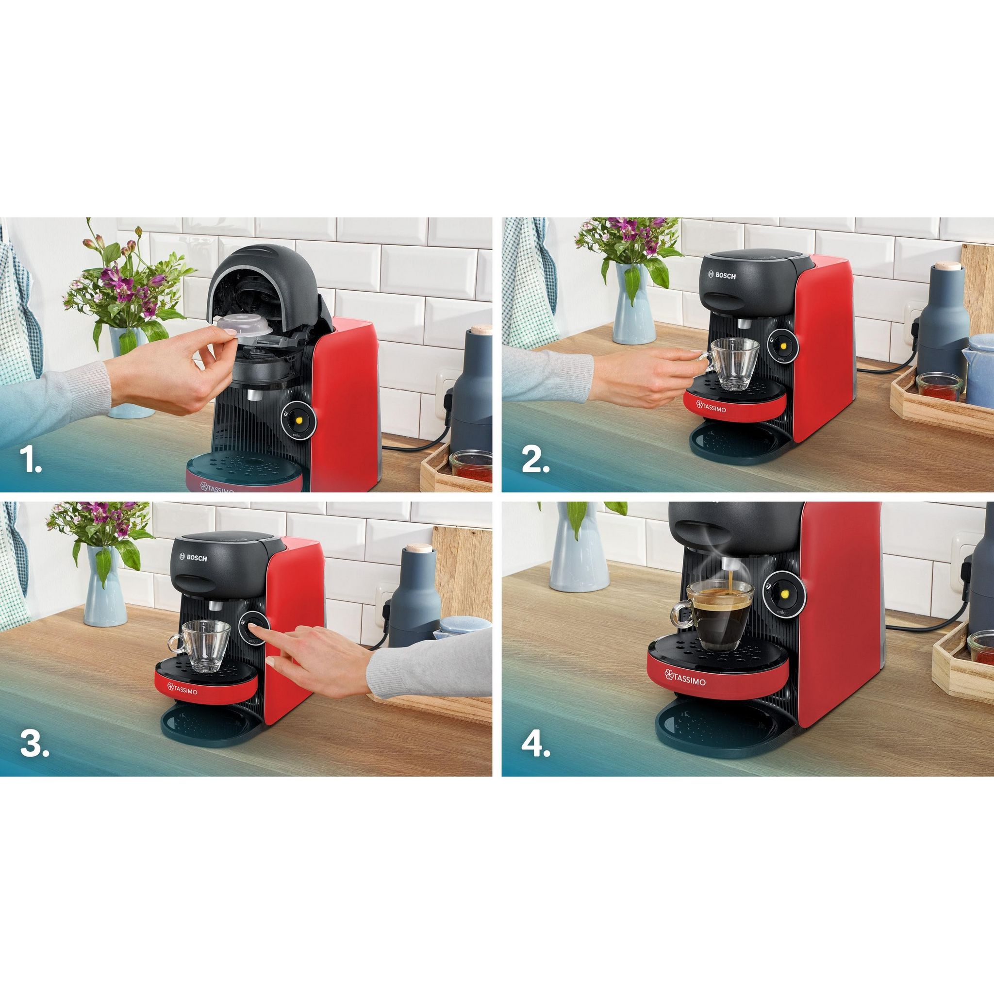 Voir la diapositive 11 : BOSCH Cafetière à dosette Tassimo 163E - Rouge