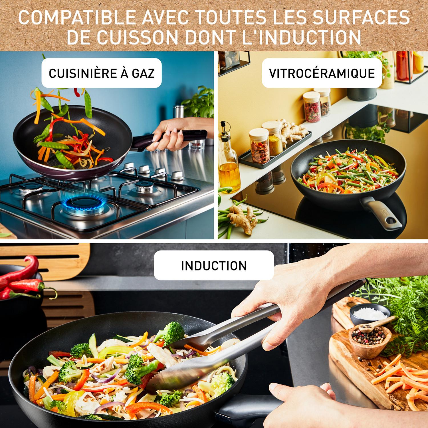 Voir la diapositive 6 : TEFAL Wok 28 cm céramique DELICE tous feux dont induction