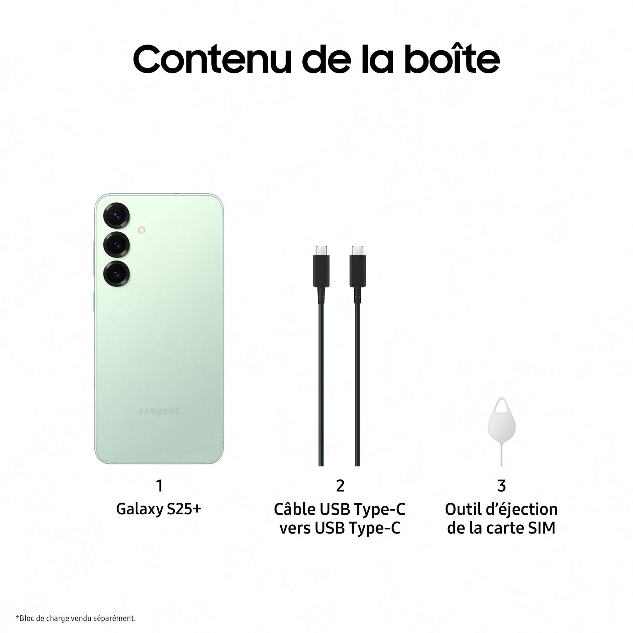 Voir la diapositive 10 : SAMSUNG Galaxy S25+ AI Smartphone 12GO / 256Go - Vert d'eau