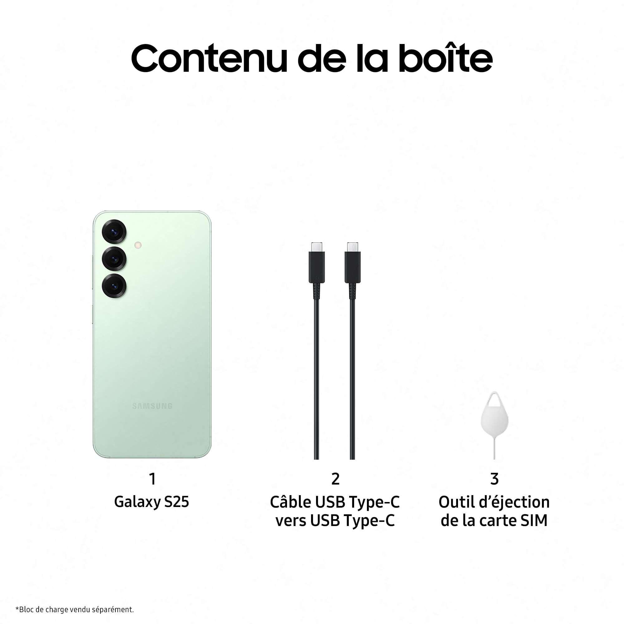 Voir la diapositive 9 : SAMSUNG Galaxy S25 AI Smartphone 12GO / 128Go - Vert d'eau