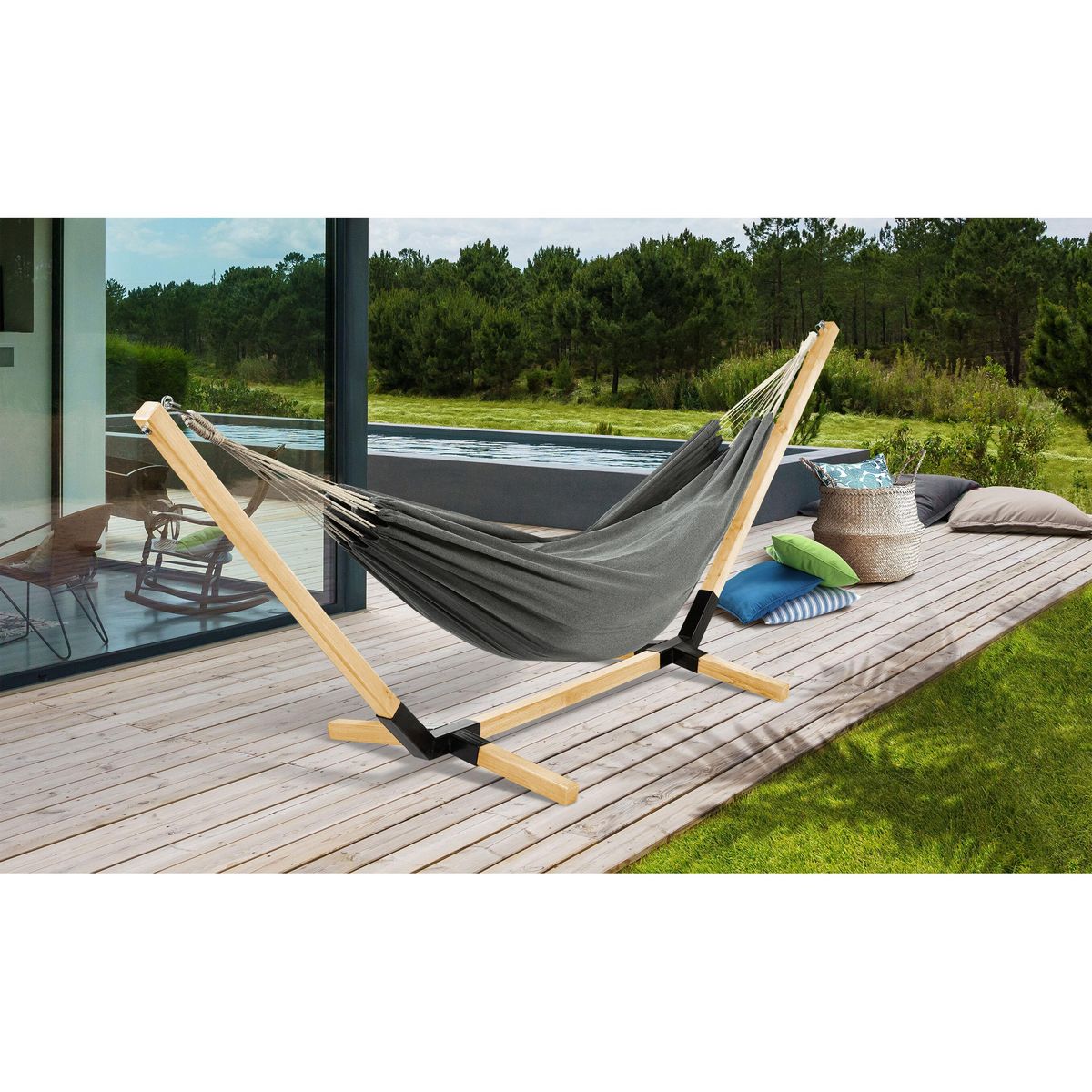 INKAZEN Hamac en toile grise FORTALEZA