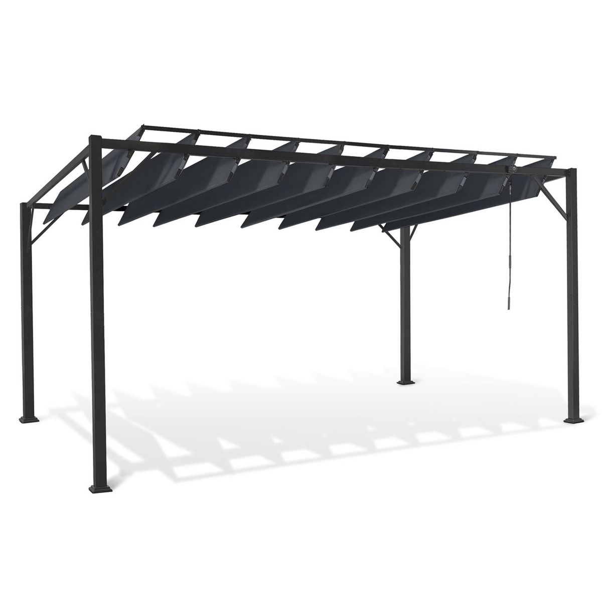 INKAZEN Pergola à lames orientables 4x3 m - gris - VENICE