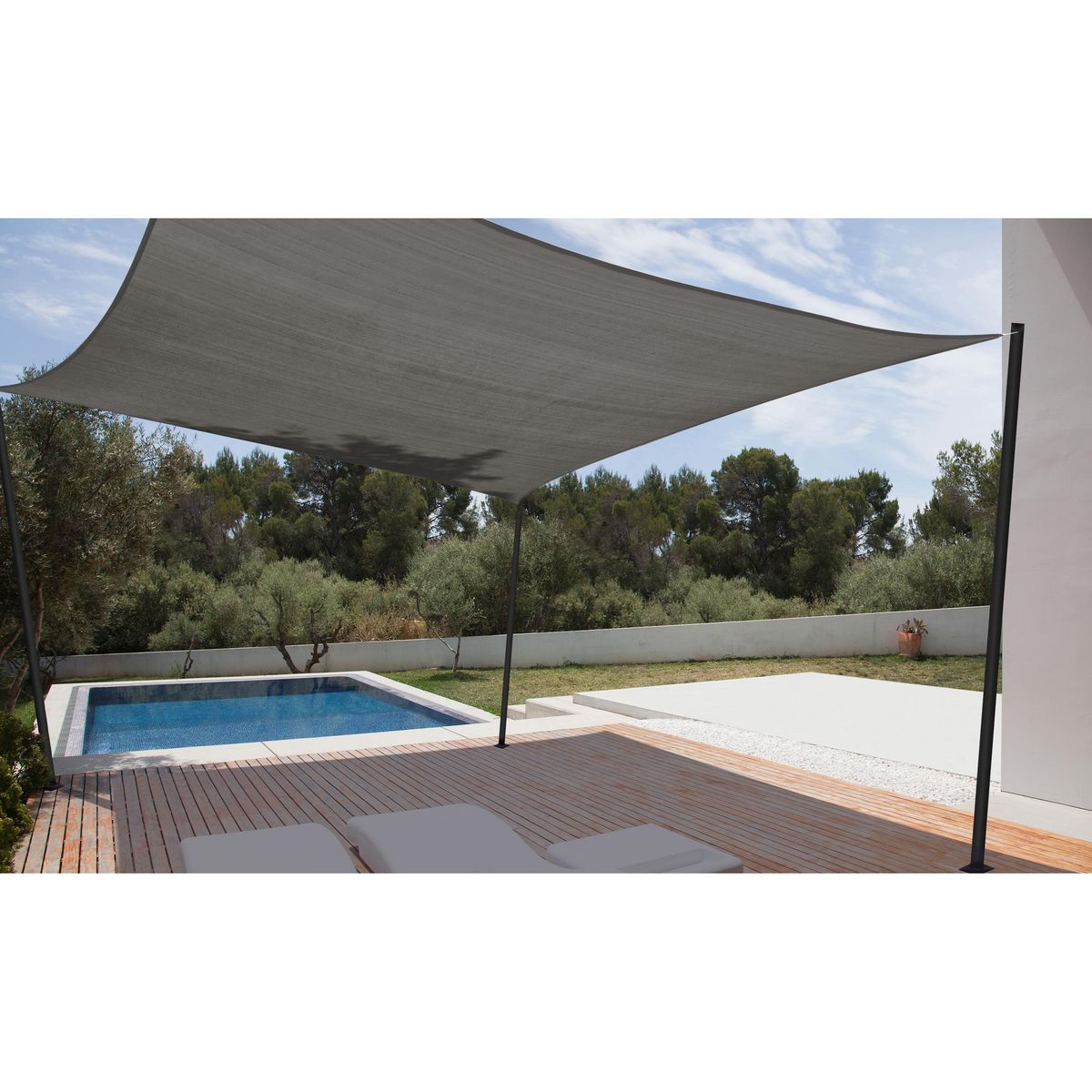 INKAZEN Voile d'ombrage rectangulaire 4x3 m - Gris
