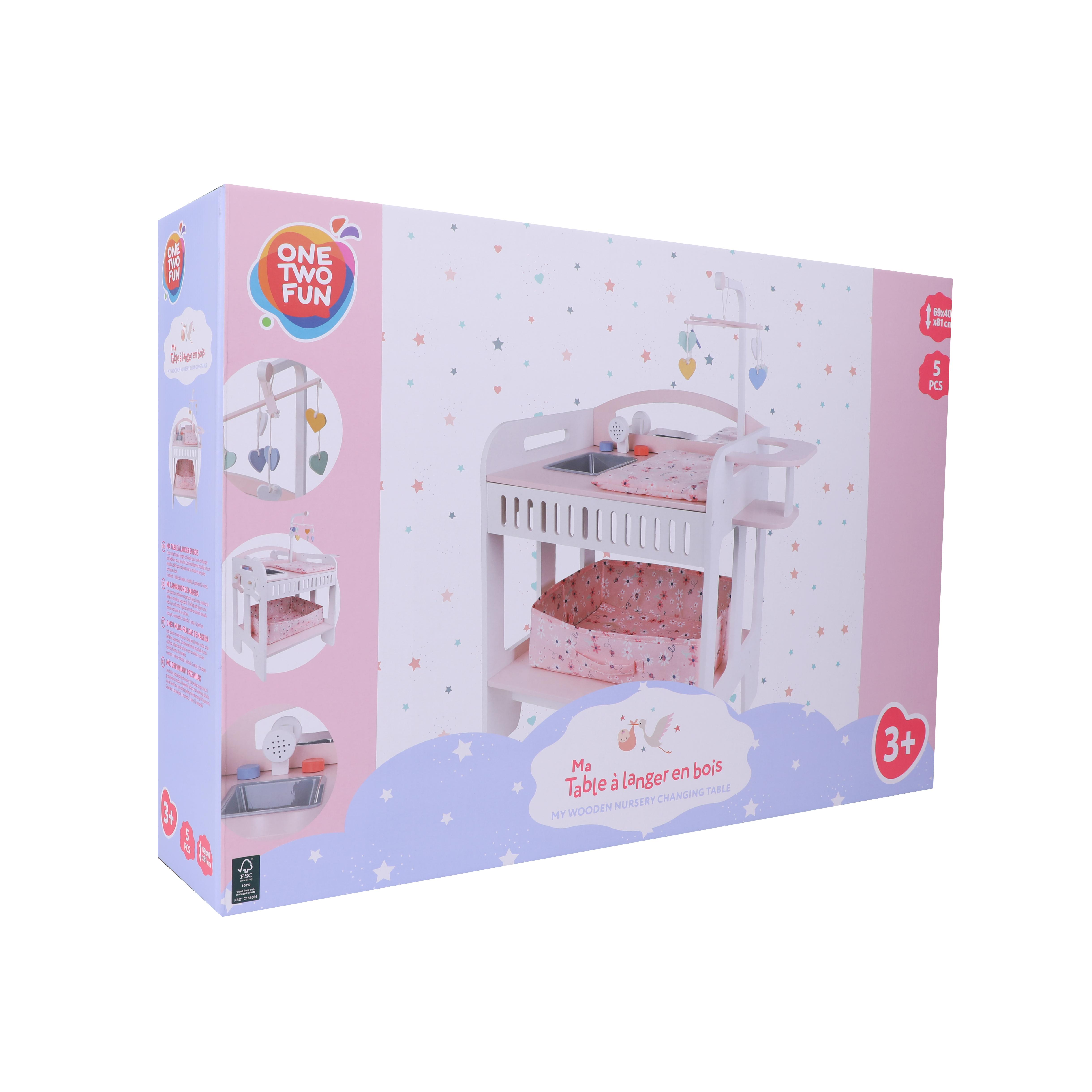 Voir la diapositive 2 : ONE TWO FUN Table à langer bébé en bois