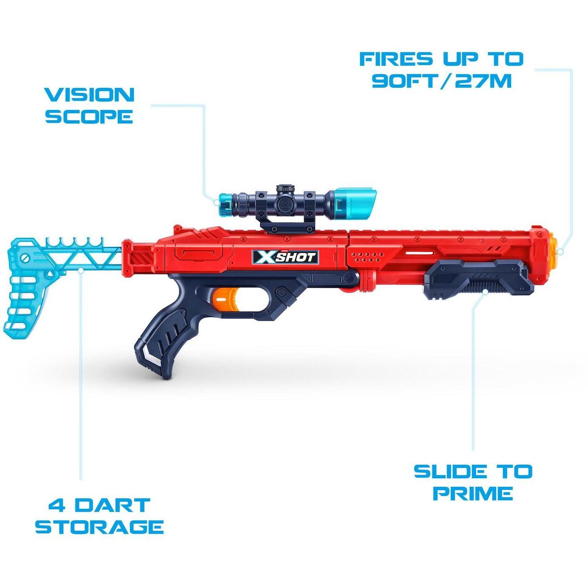 ZURU Blaster X-Shot Combopack avec Ranger X8 Hawk Eye-Fury 4-Micro et 24 Darts