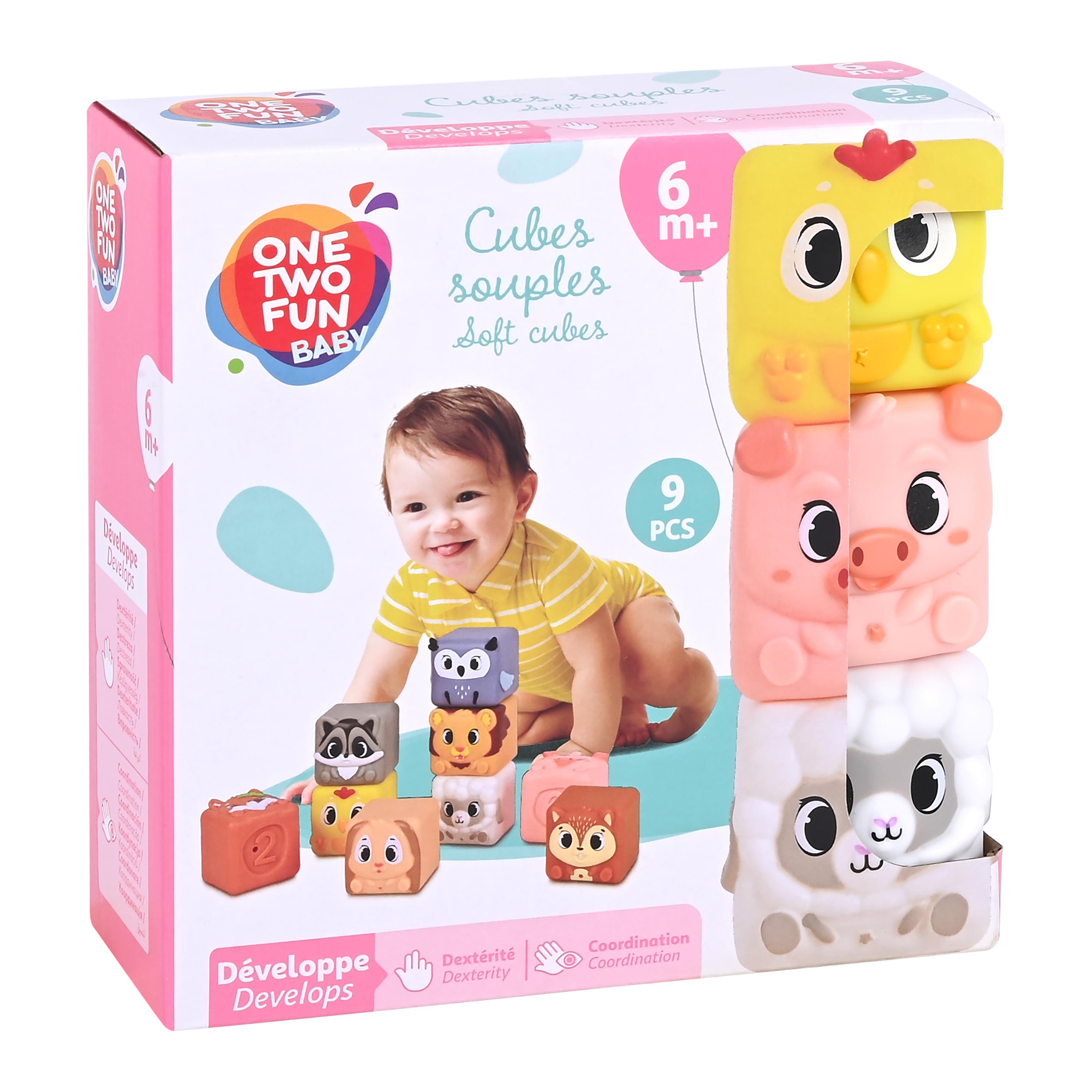 ONE TWO FUN Cubes Souples Animaux