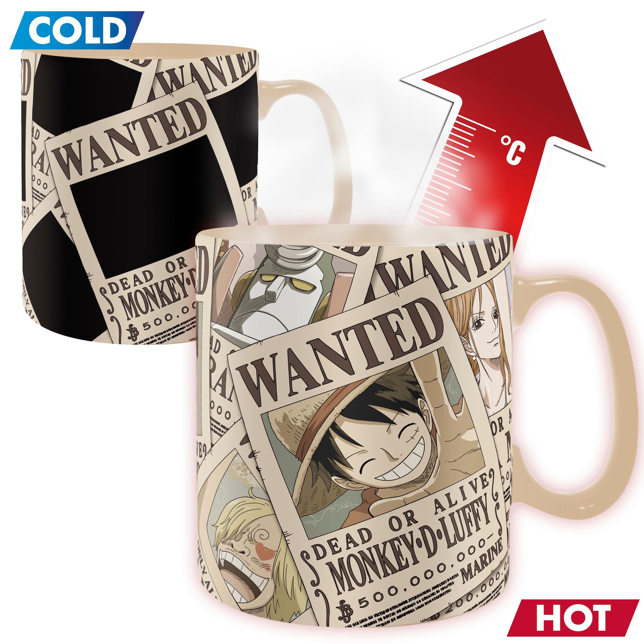 ABYSTYLE Mug thermo-réactif Wanted - One Piece